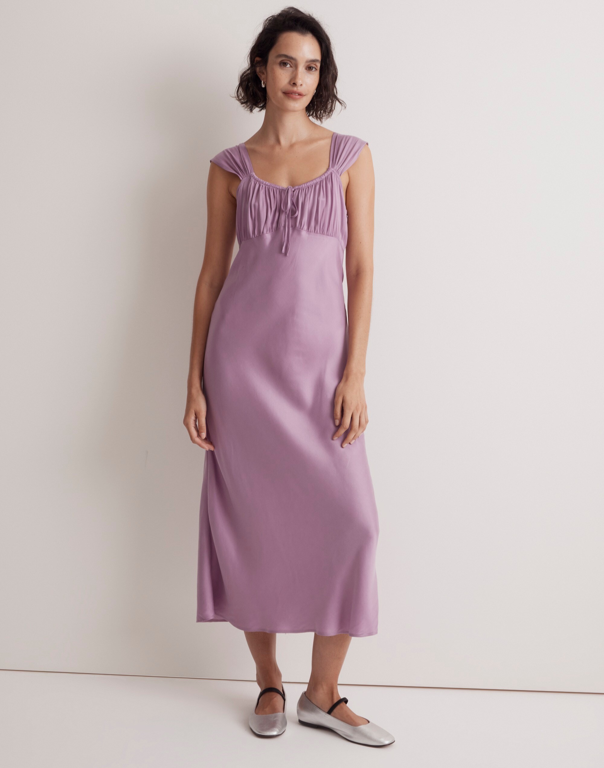 Petite Square-Neck Midi Dress