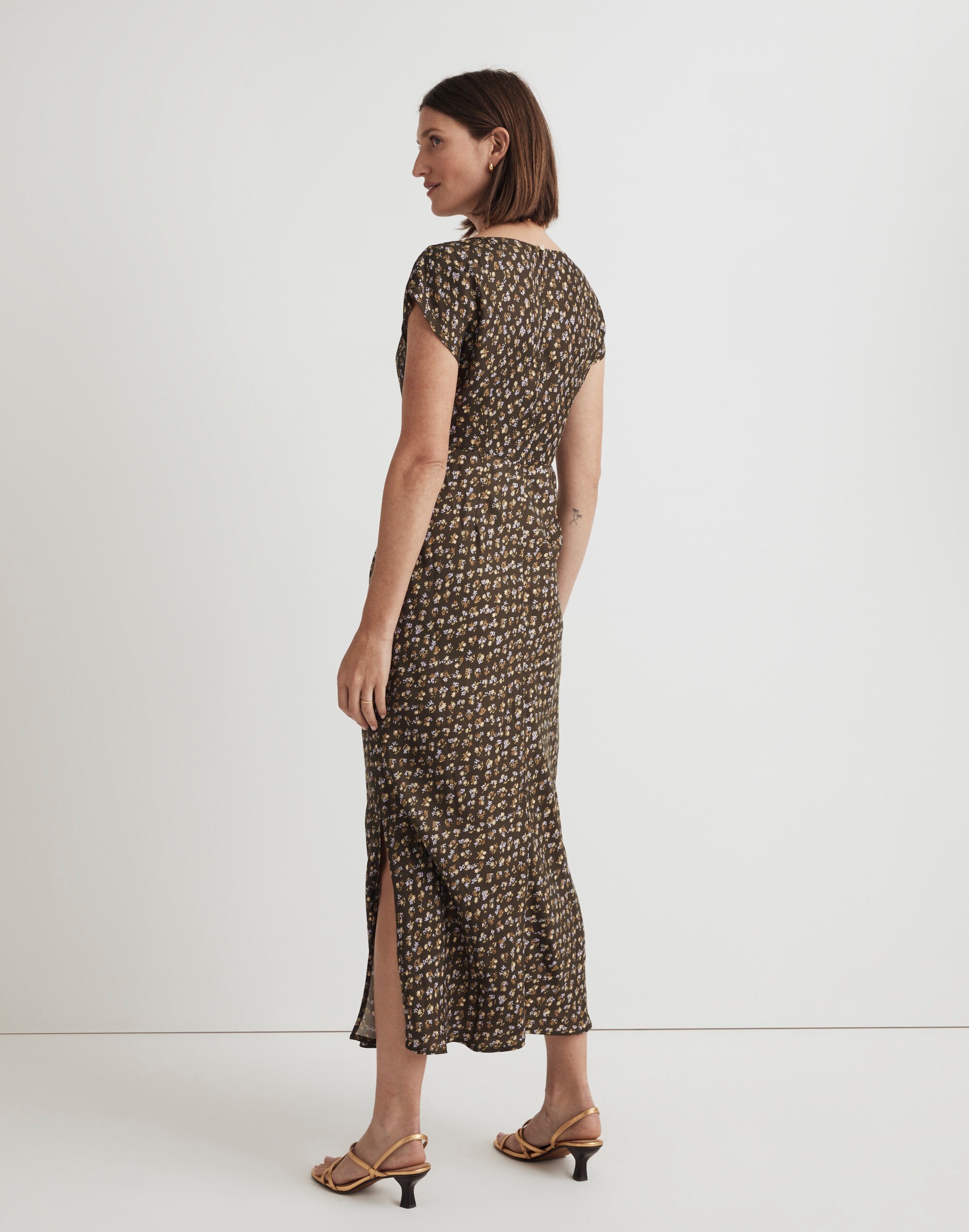 Wide V-Neck Midi Dress