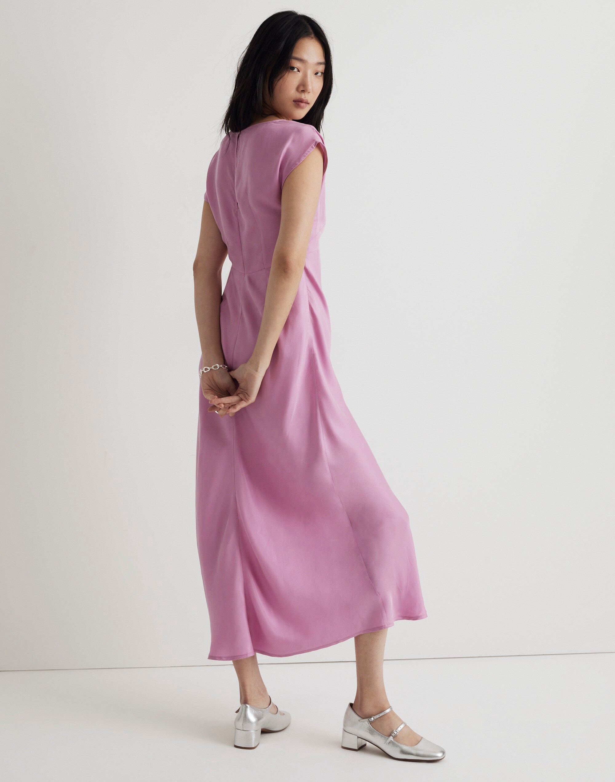 Wide V-Neck Midi Dress