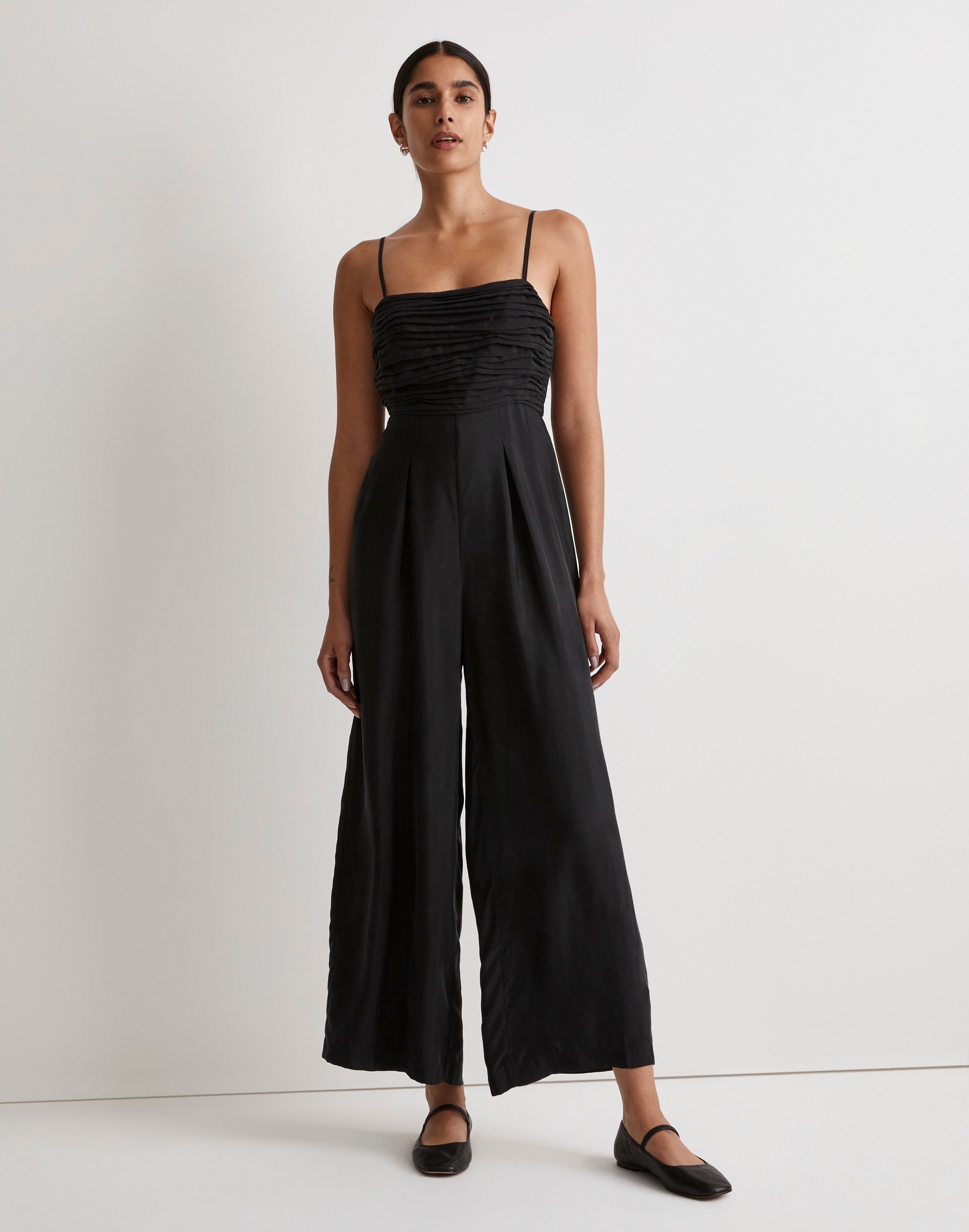 Ruched Crop Straight-Leg Jumpsuit