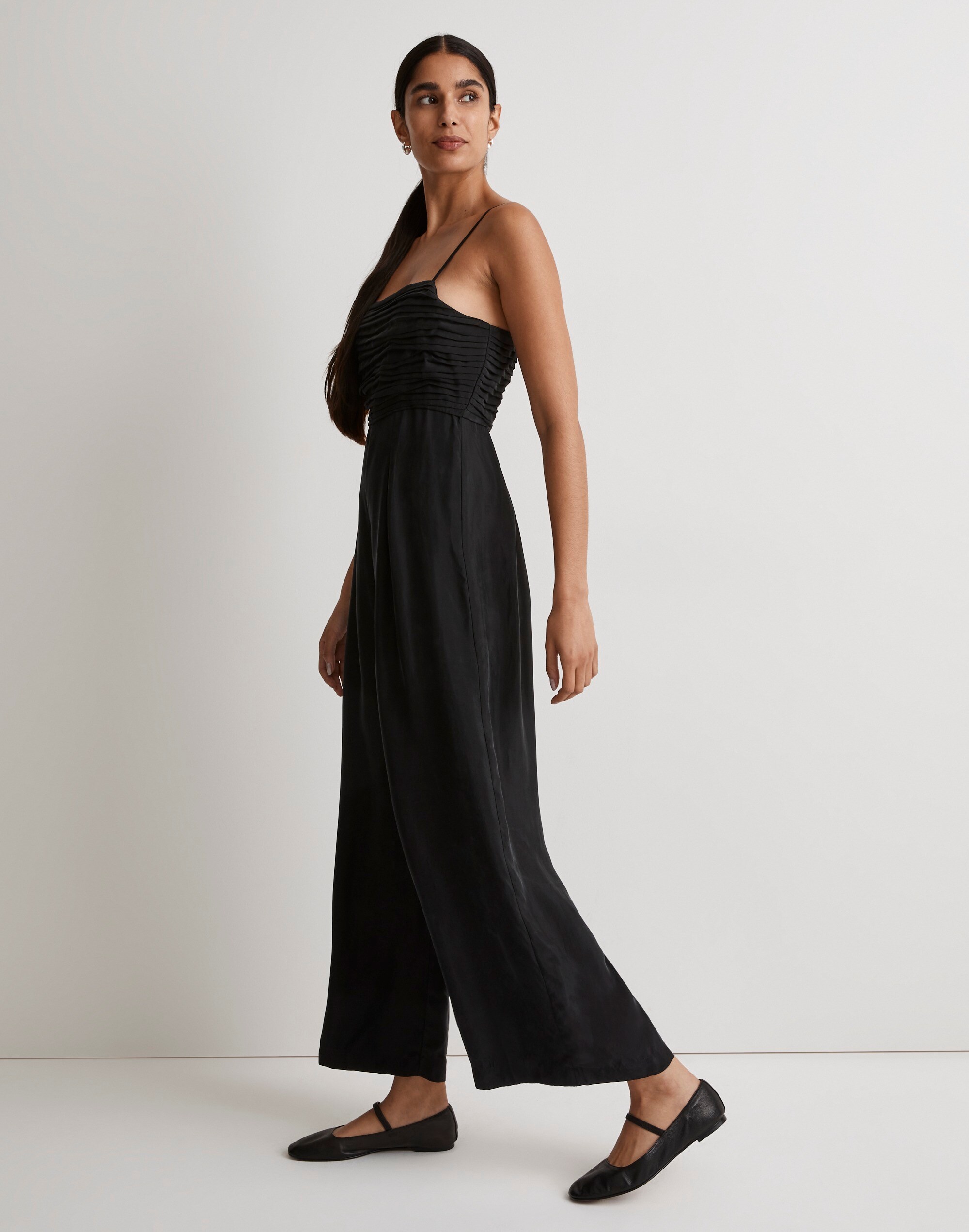 Ruched Crop Straight-Leg Jumpsuit