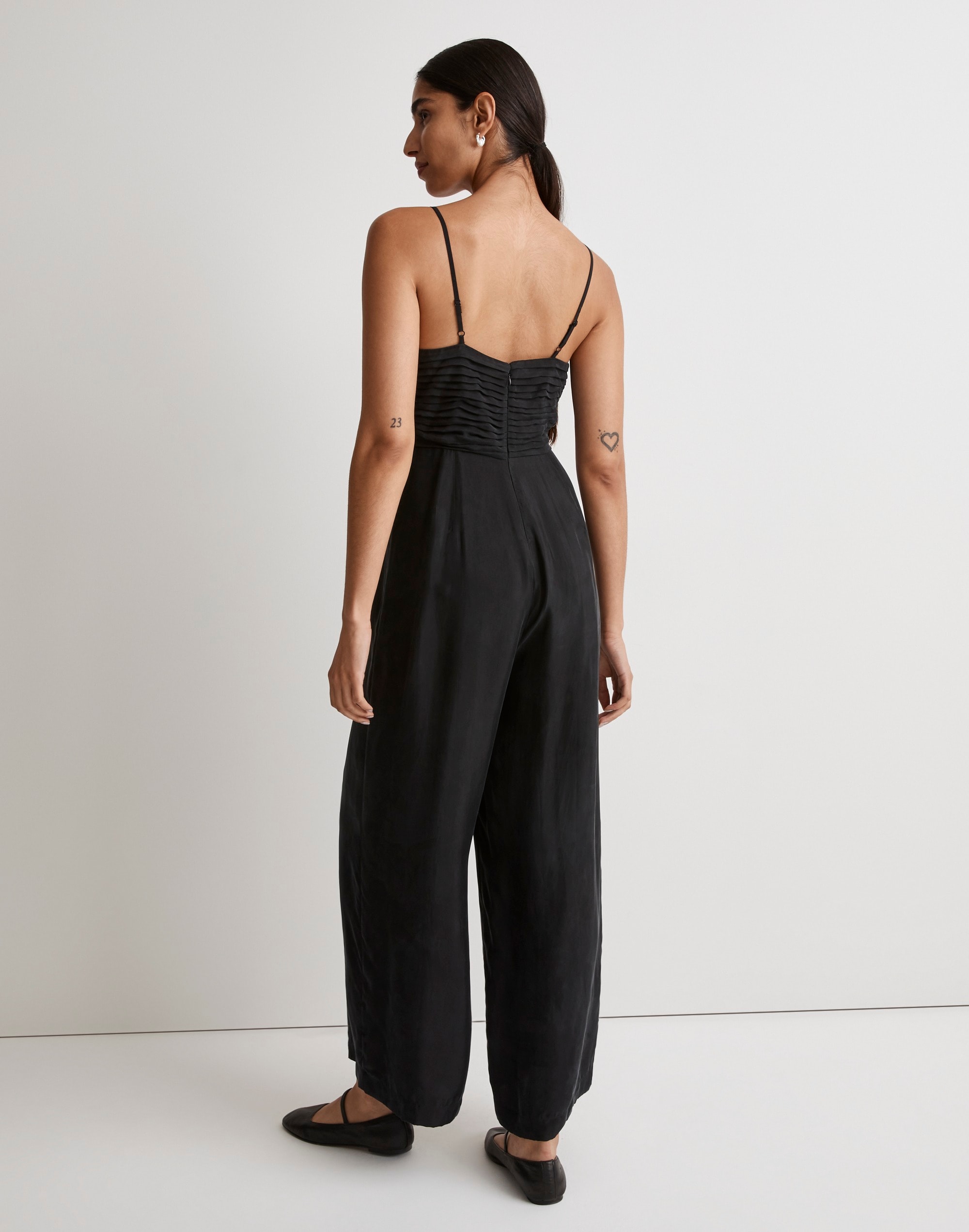 Ruched Crop Straight-Leg Jumpsuit