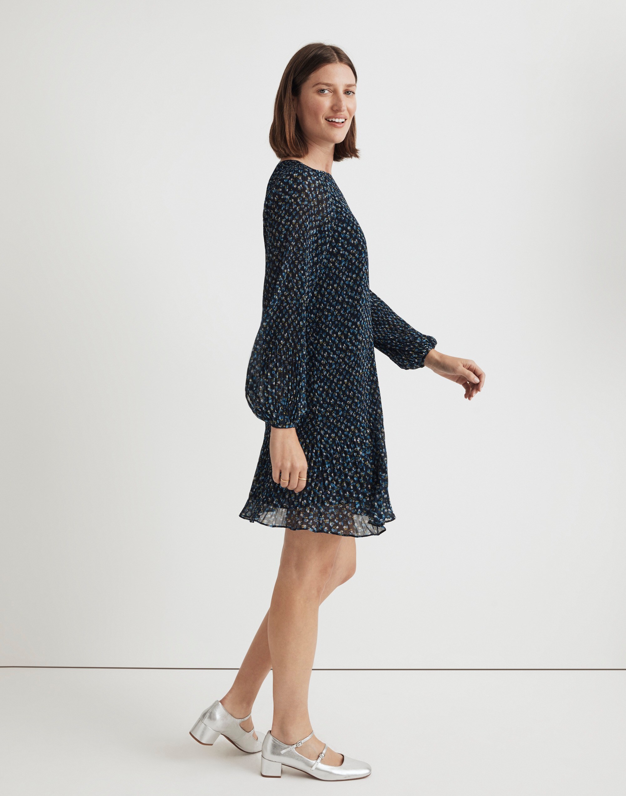 Crinkle Georgette Mini Dress in Floral