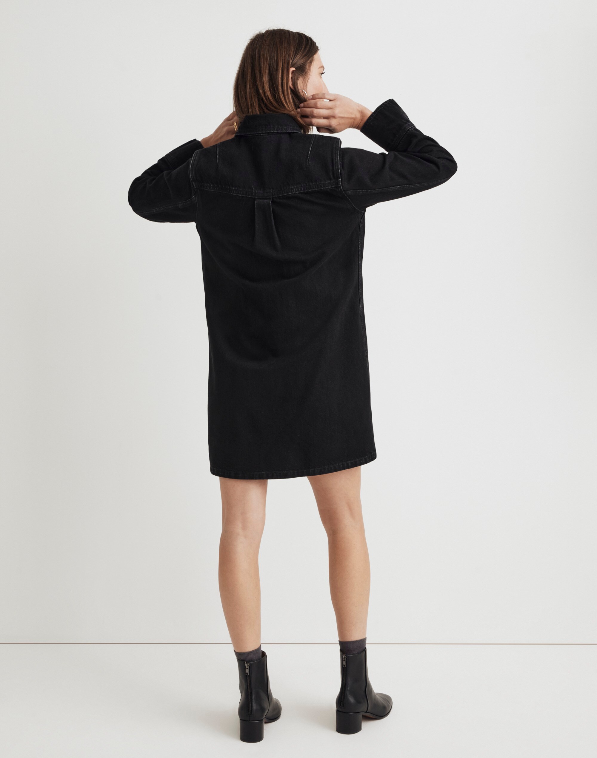 Denim Popover Mini Shirtdress