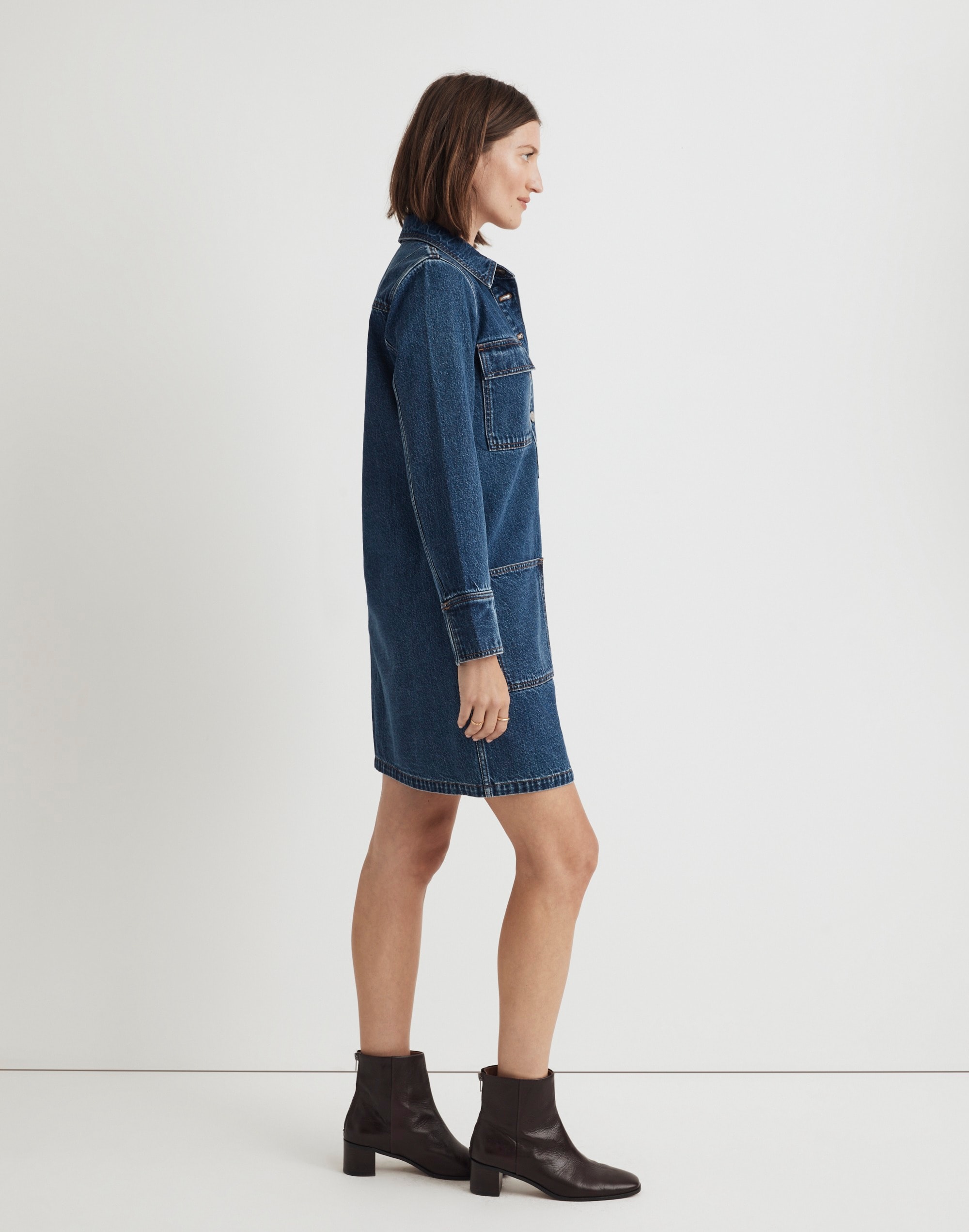 Denim Popover Mini Shirtdress