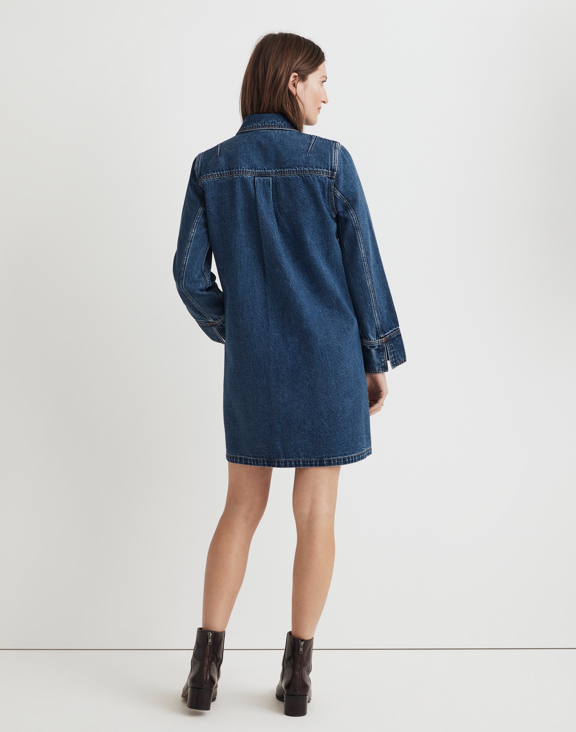 Denim Popover Mini Shirtdress
