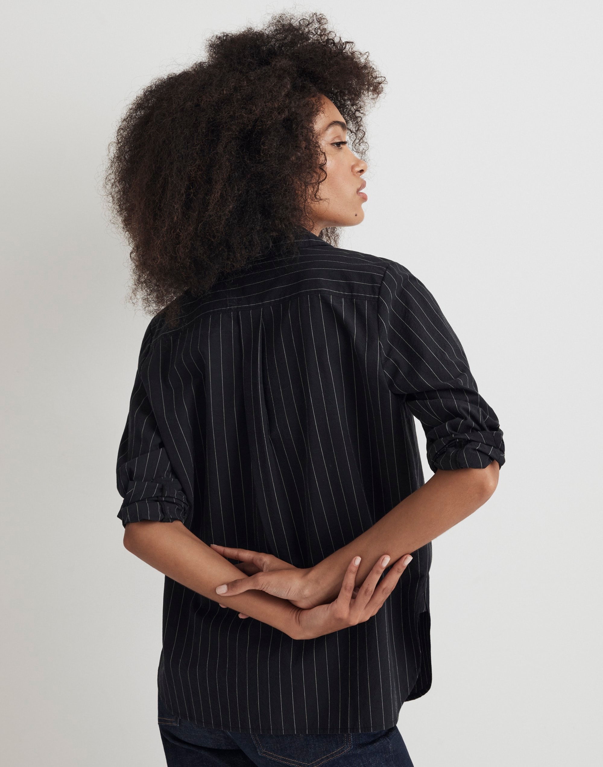 Signature Poplin Button-Up Shirt in Pinstripe