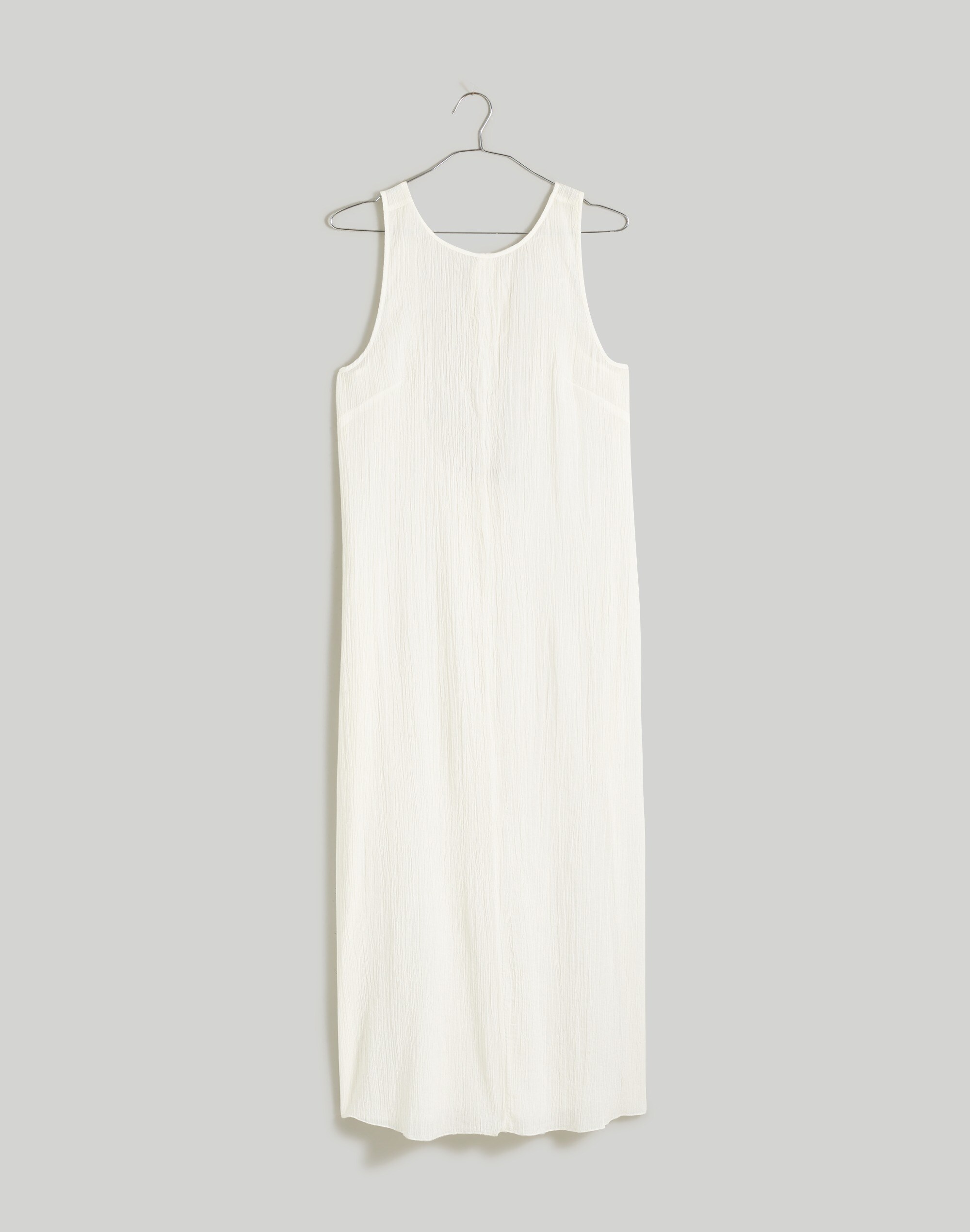 Open-Back Midi Cover-Up Dress in Crinkle Cotton