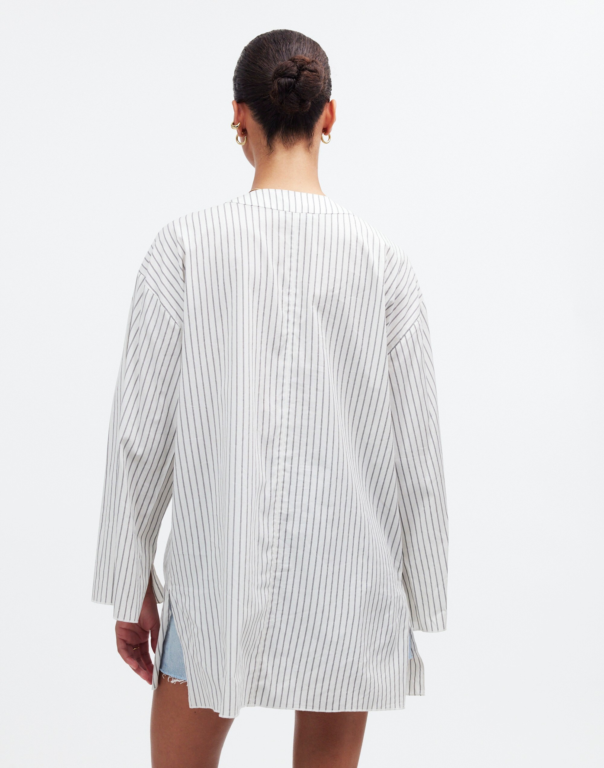 Tie-Neck Cover-Up Tunic in Stripe