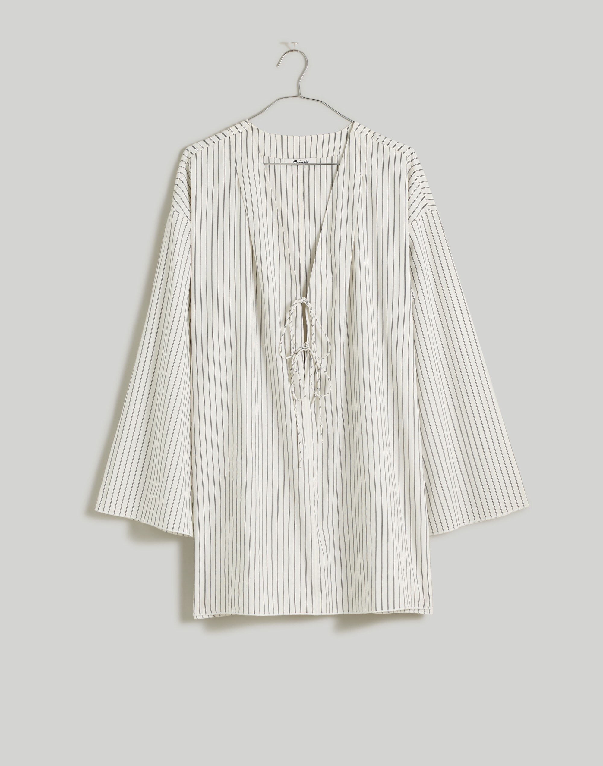 Tie-Neck Cover-Up Tunic in Stripe