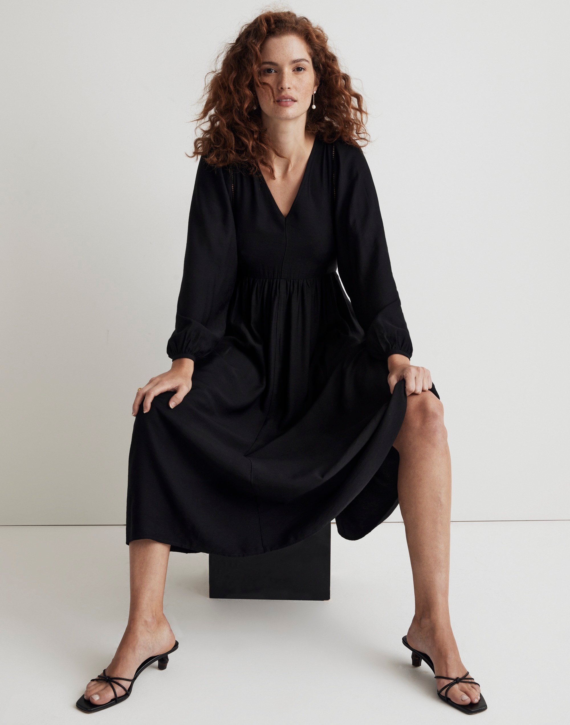 v-neck empire midi dress
