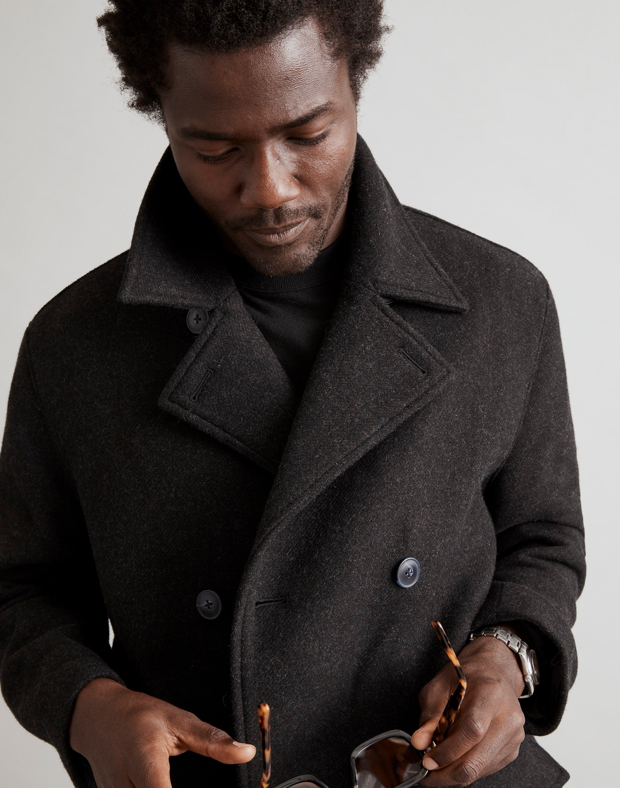 Double-Breasted Topcoat in Italian Fabric