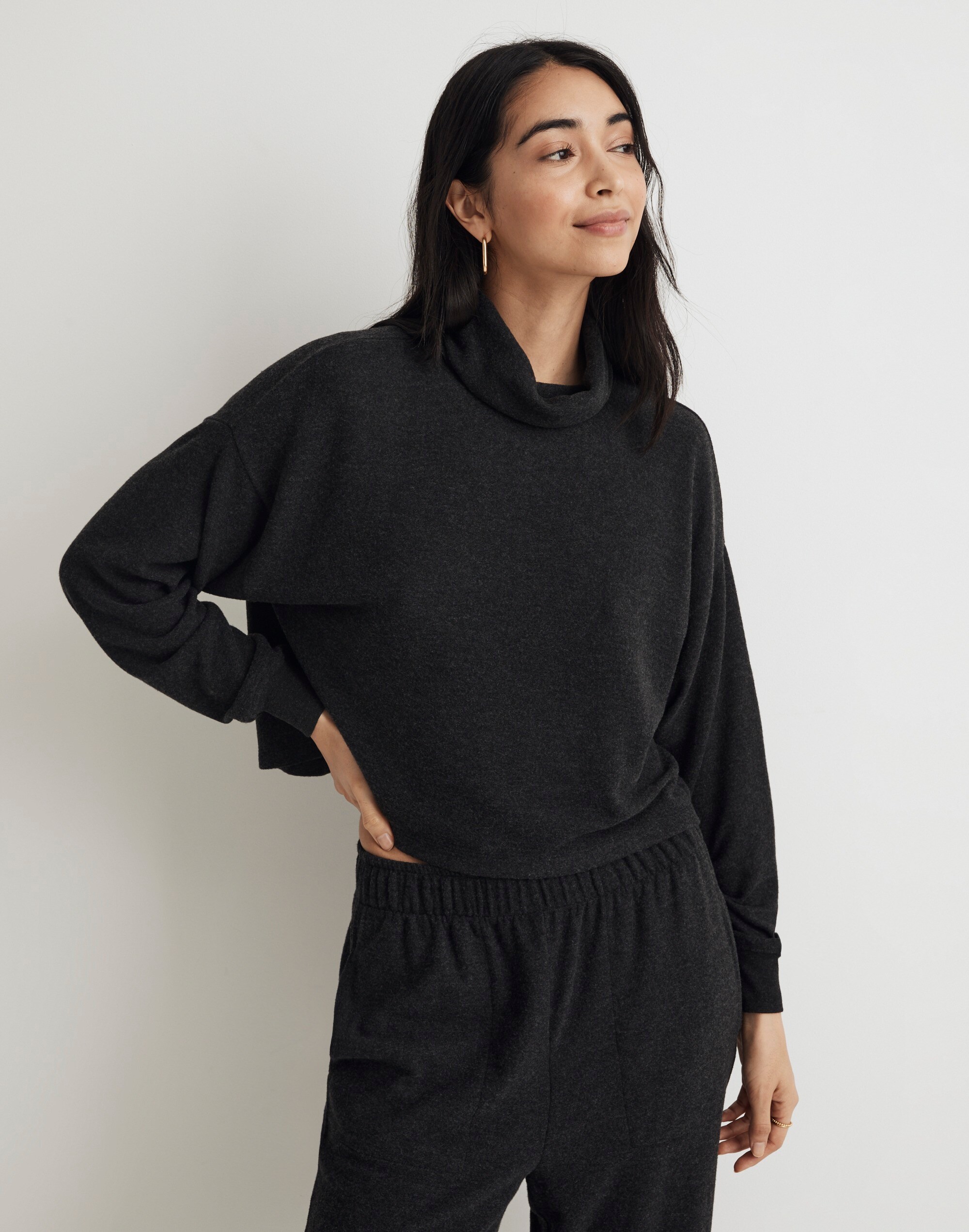 Brushed Jersey Funnelneck Sweater