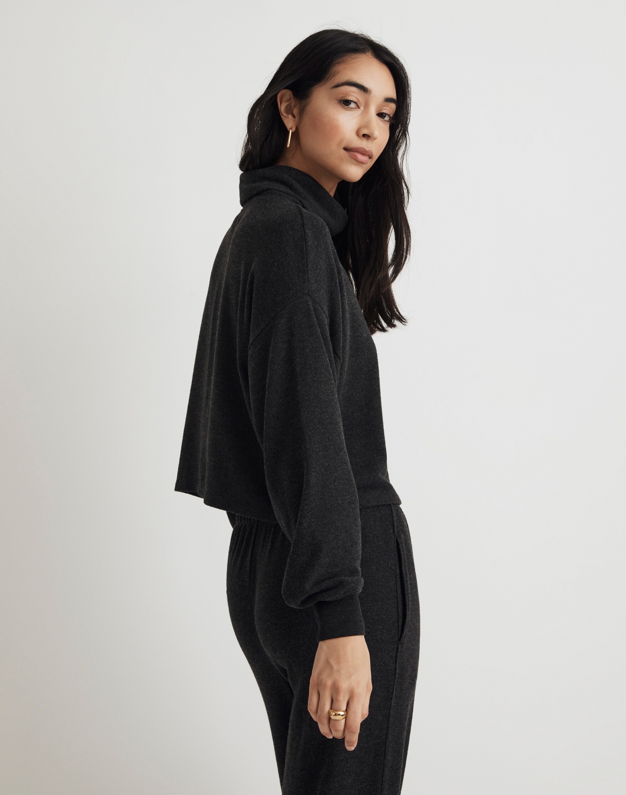 Brushed Jersey Funnelneck Sweater