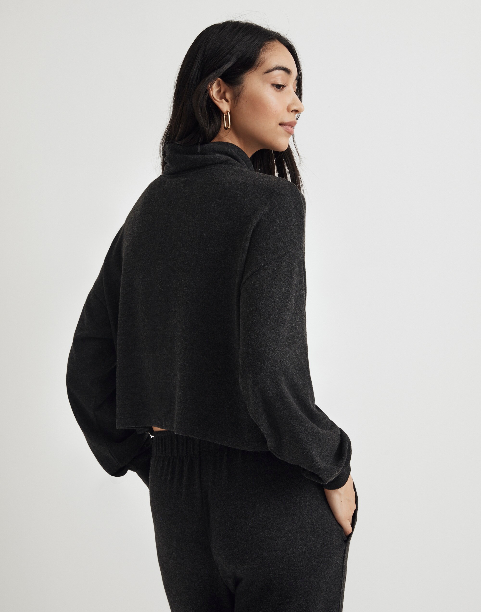 Brushed Jersey Funnelneck Sweater