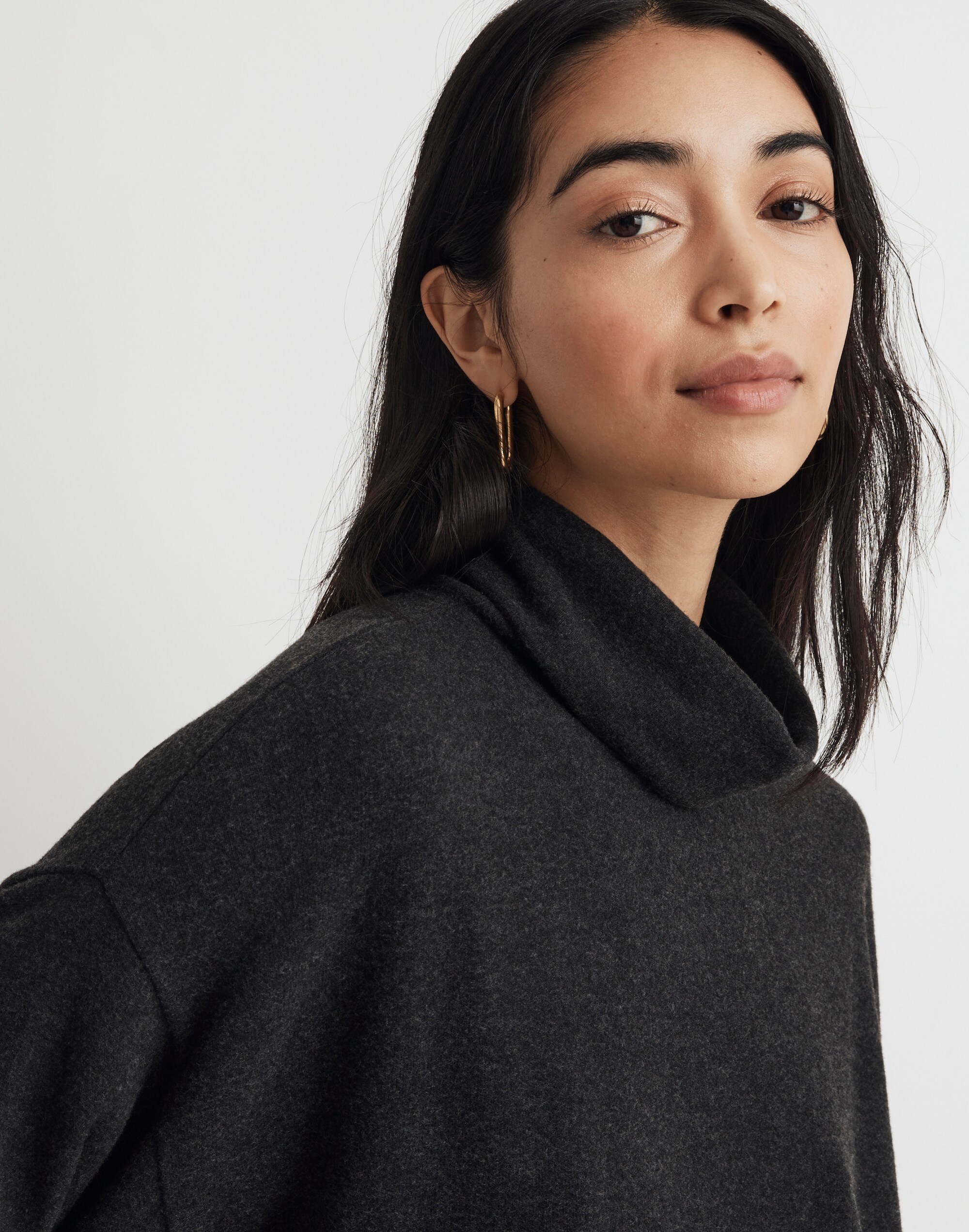 Brushed Jersey Funnelneck Sweater