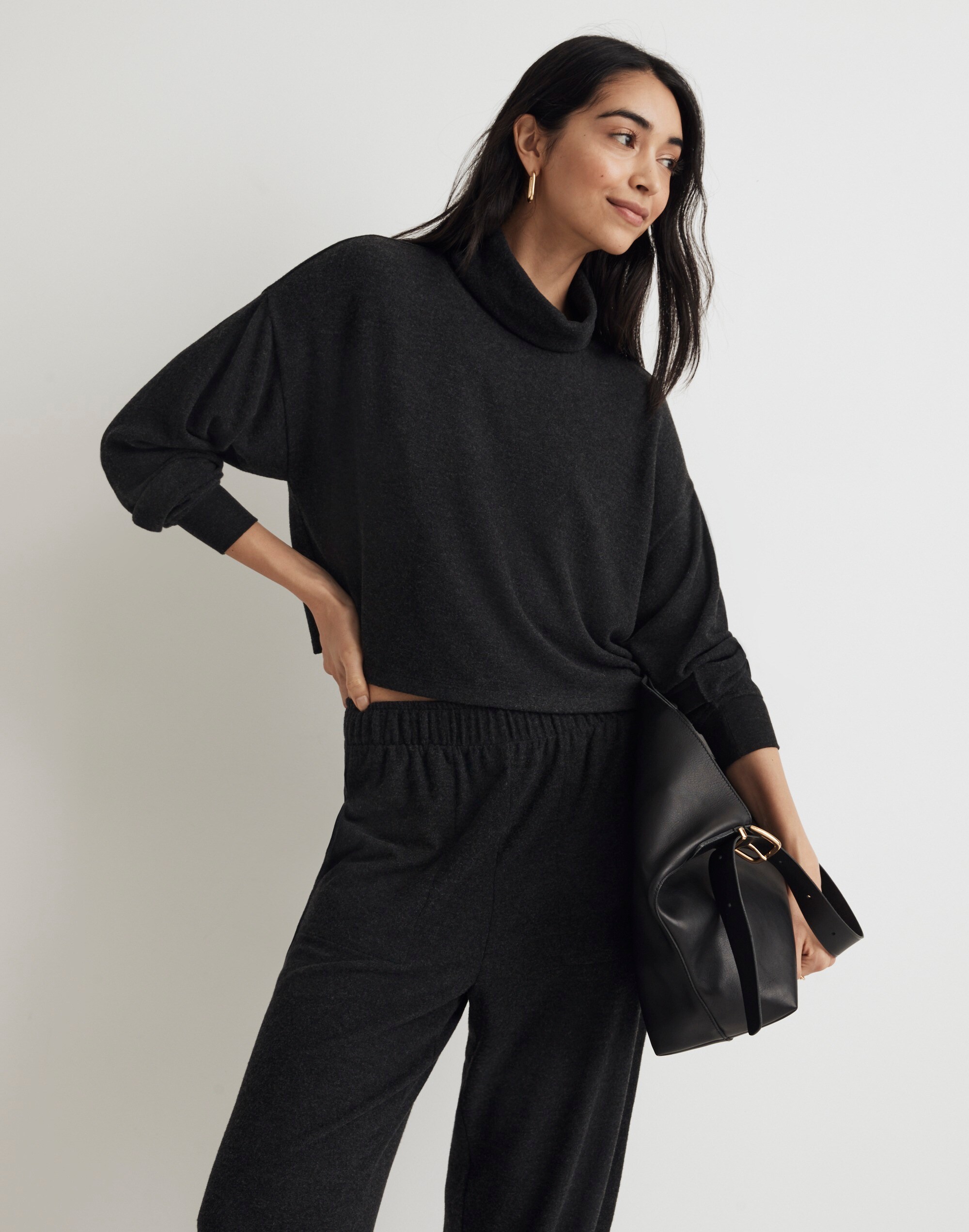 Brushed Jersey Funnelneck Sweater