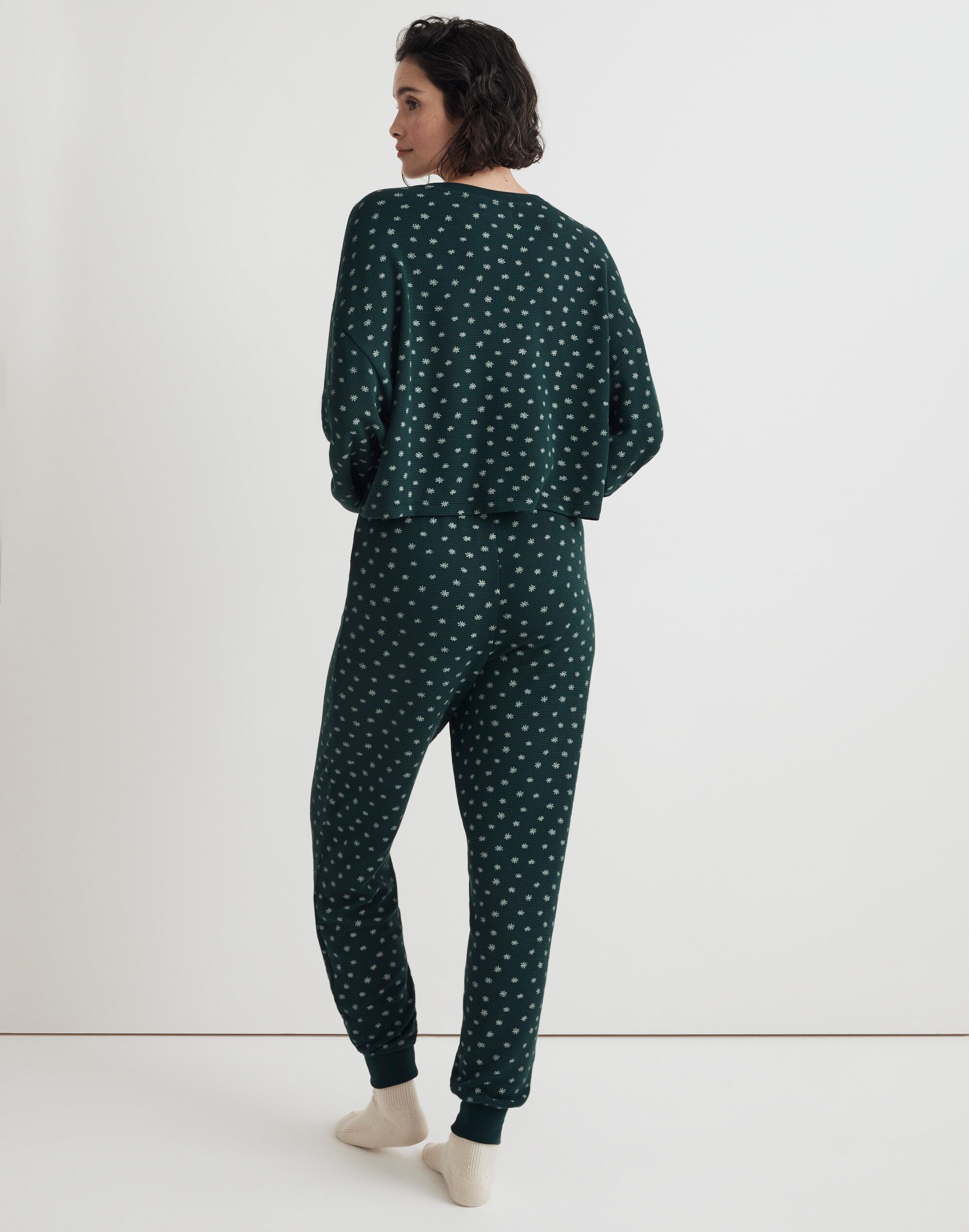 Waffle-Knit Pajama Set in Ditsy Floral
