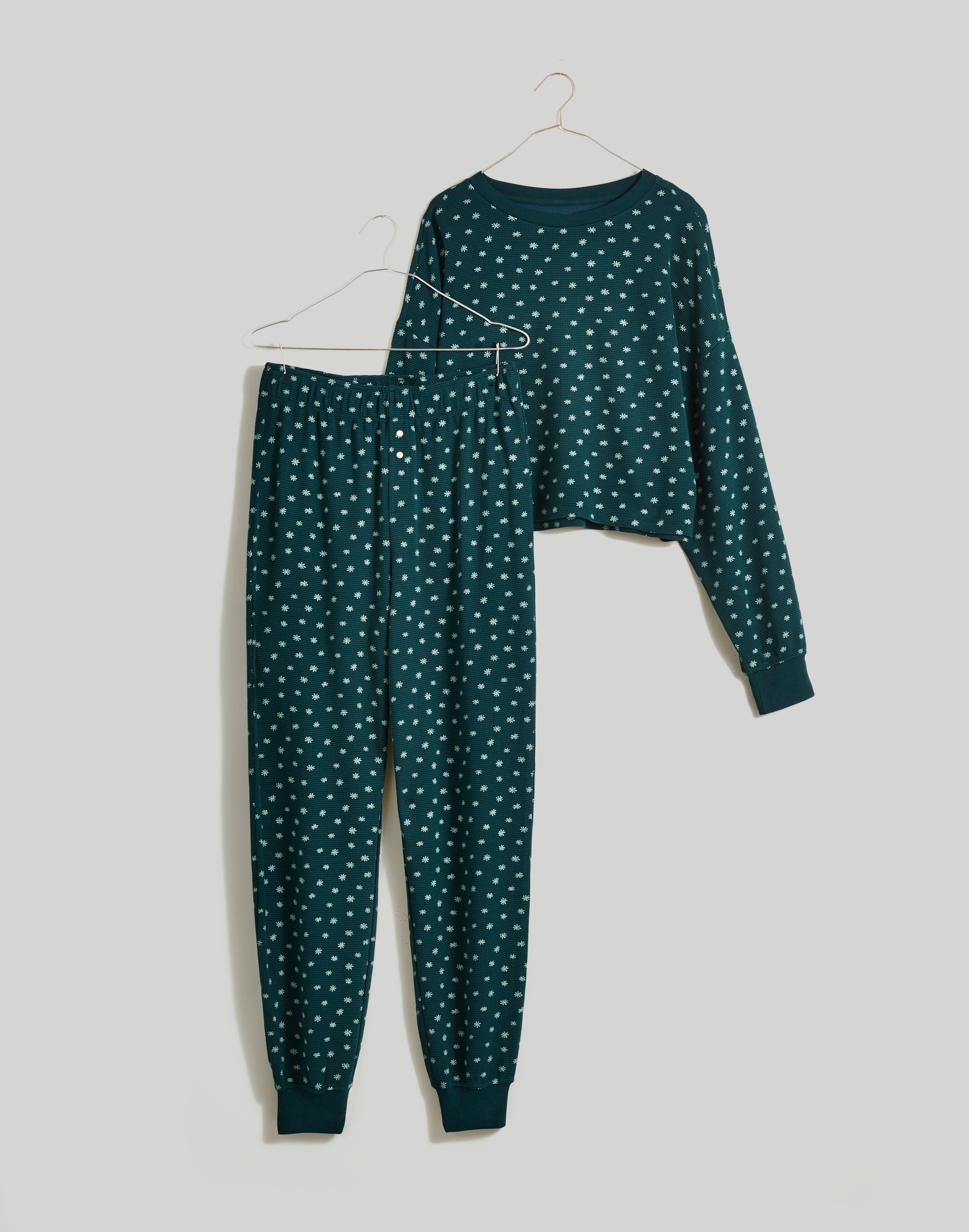Waffle-Knit Pajama Set in Ditsy Floral