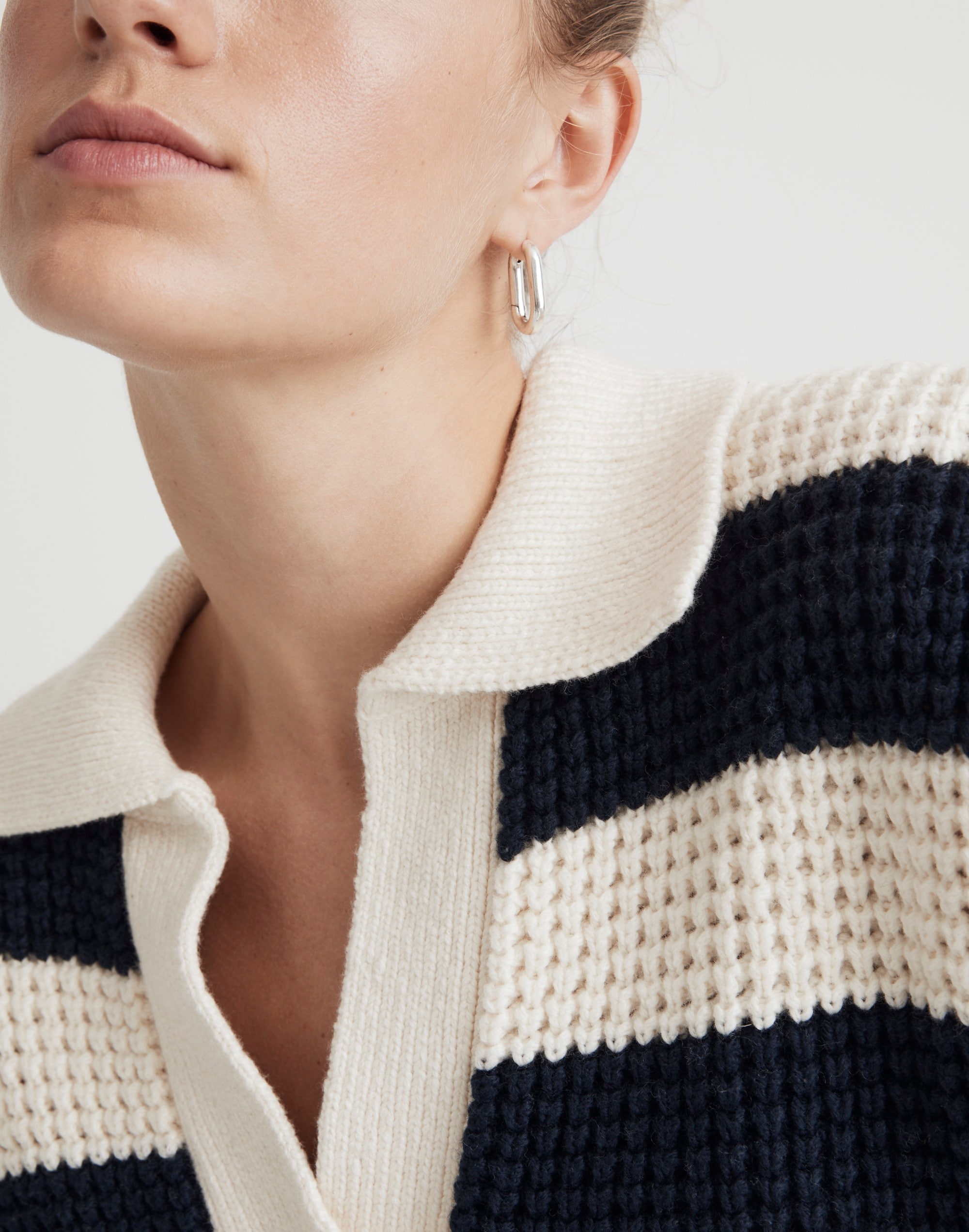 Waffle-Knit Henley Sweater