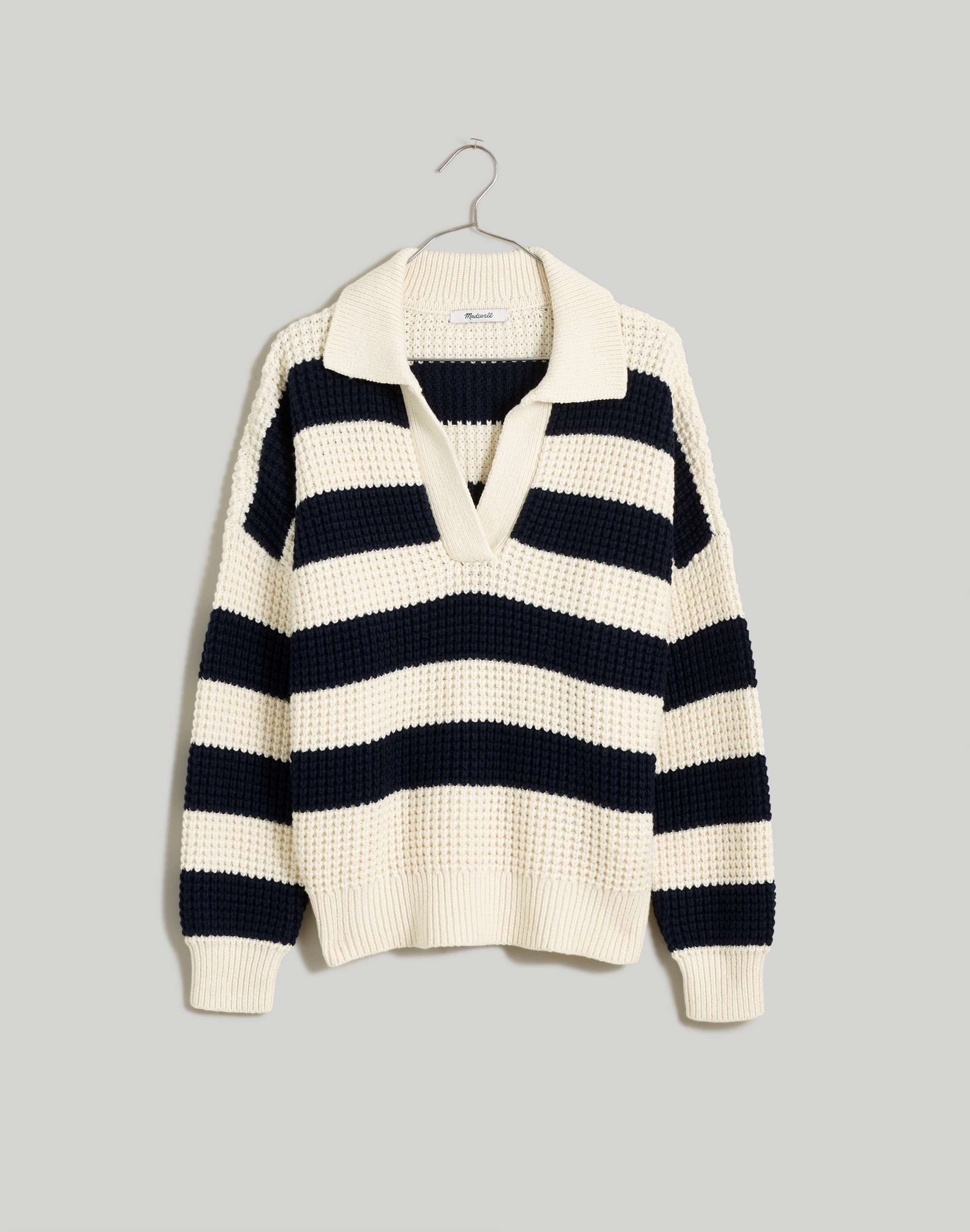 Waffle-Knit Henley Sweater