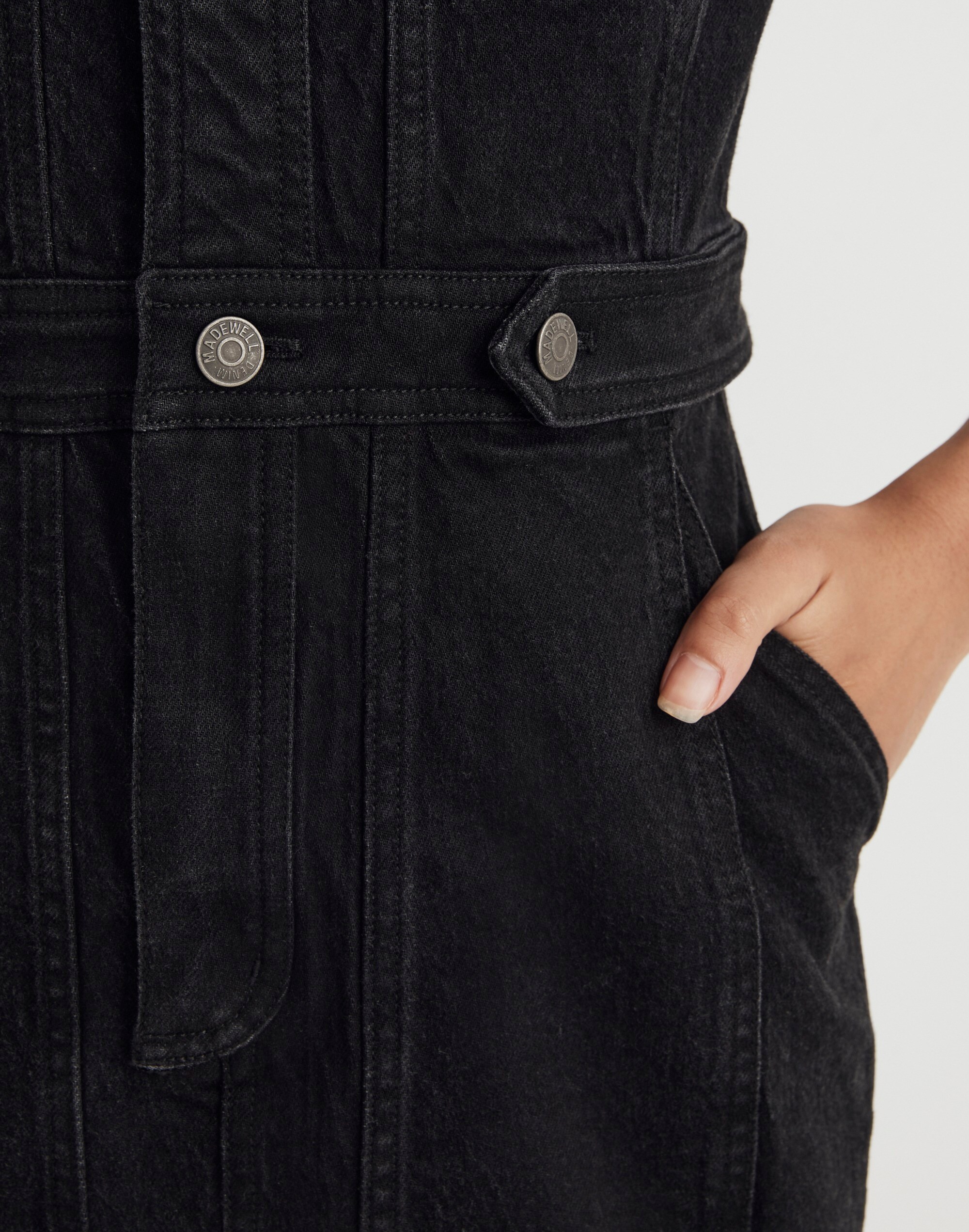 Denim Seamed Mini Dress in Lunar Wash