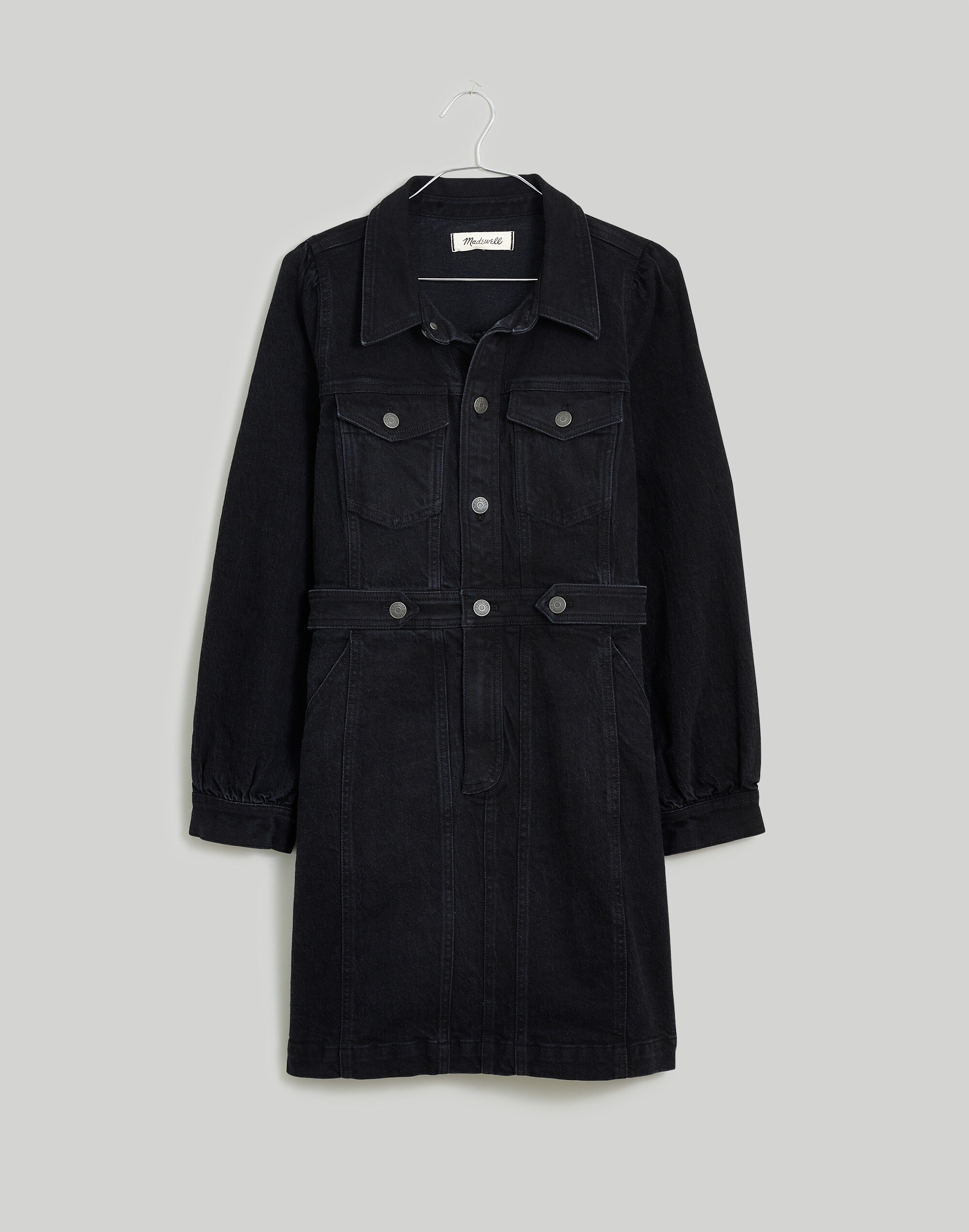 Denim Seamed Mini Dress in Lunar Wash