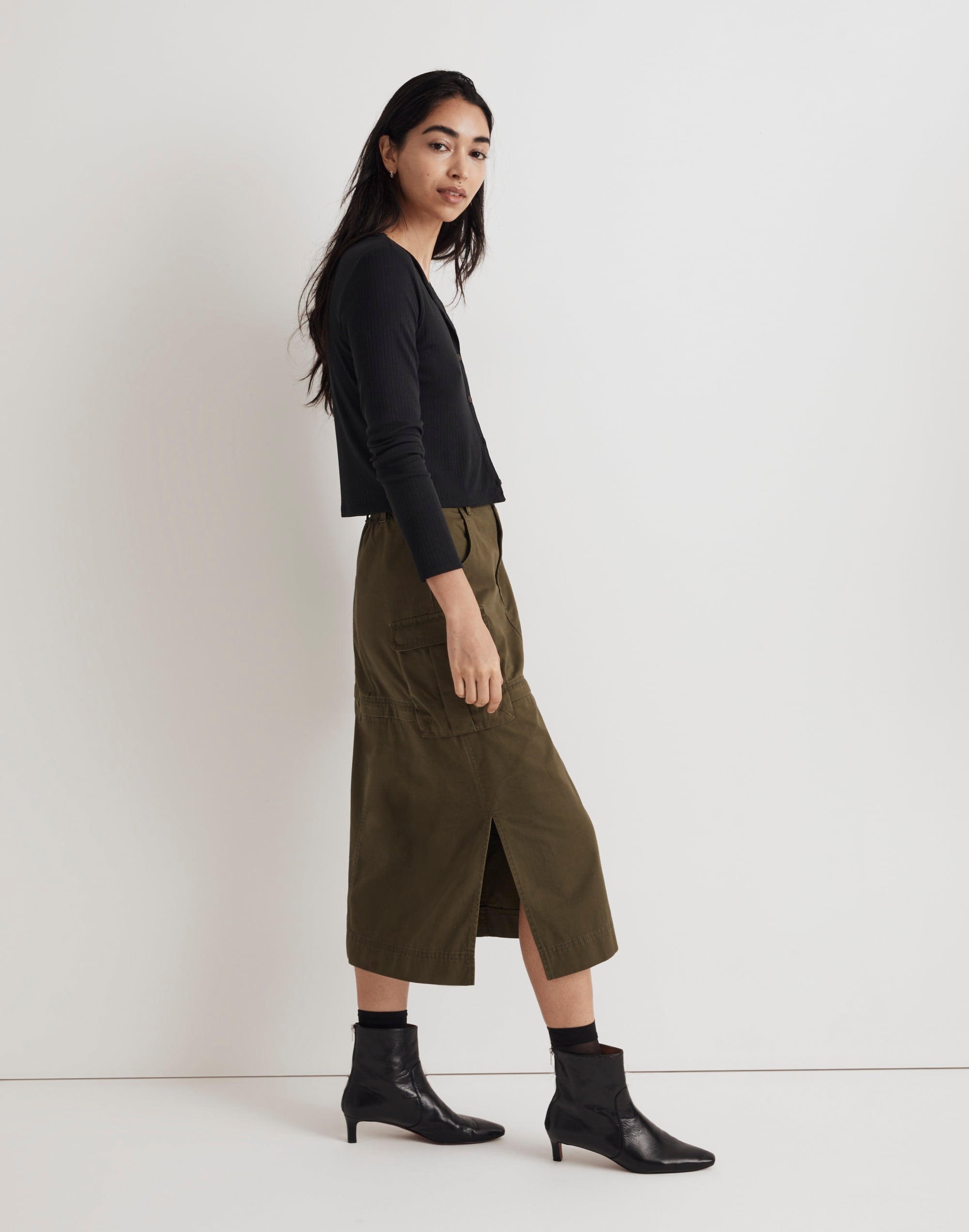 Cargo Convertible Midi Skirt in (Re)generative Chino