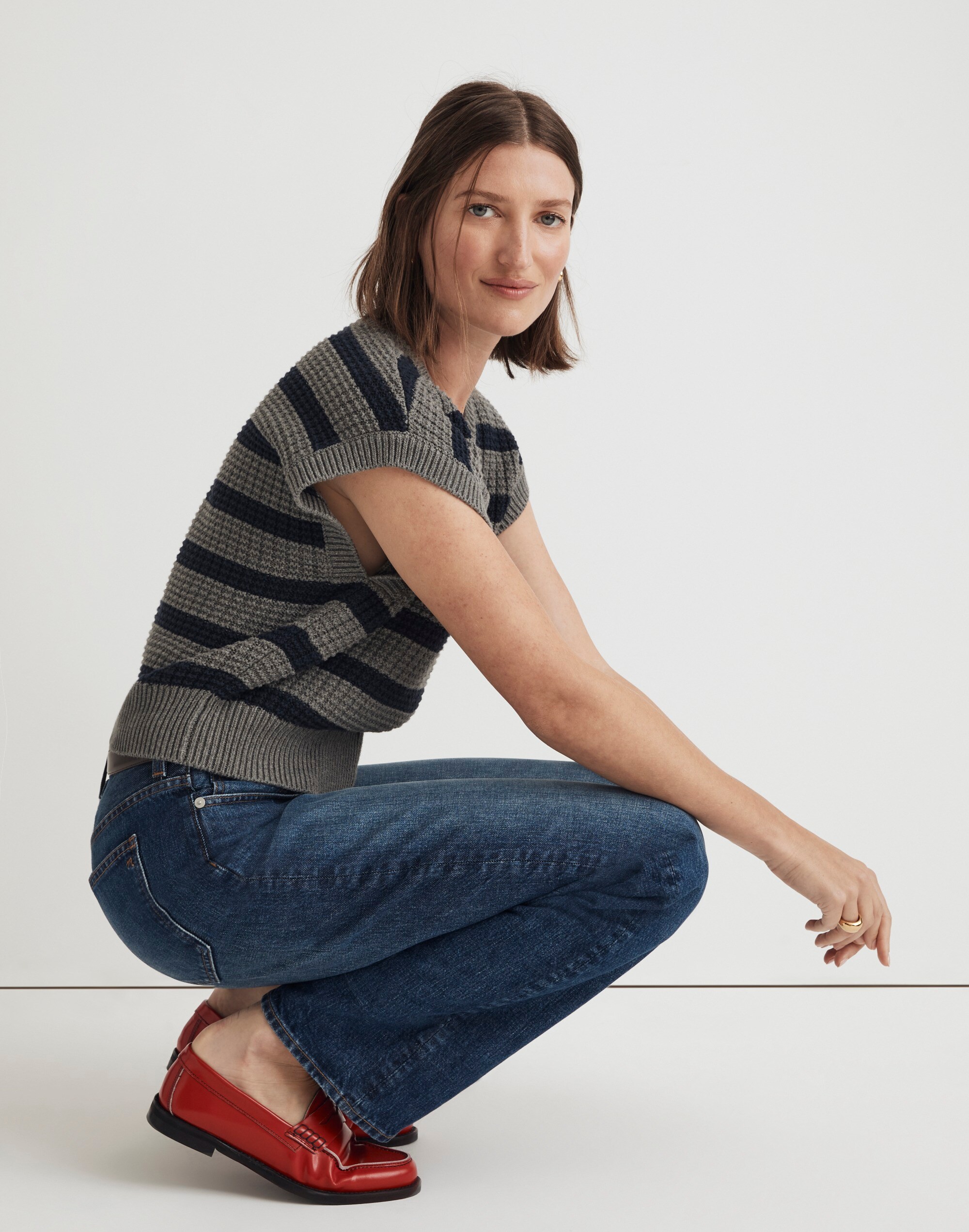 Waffle-Knit Sweater Vest