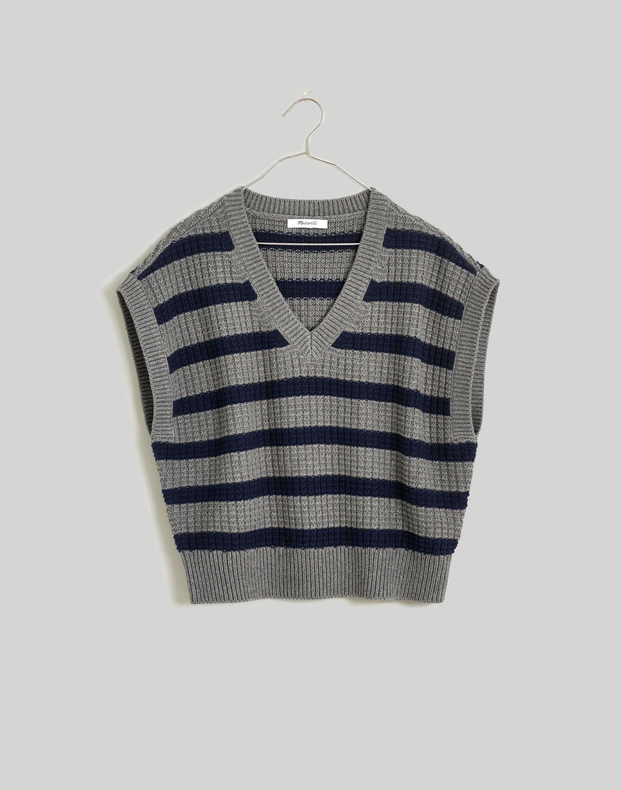 Waffle-Knit Sweater Vest Stripe