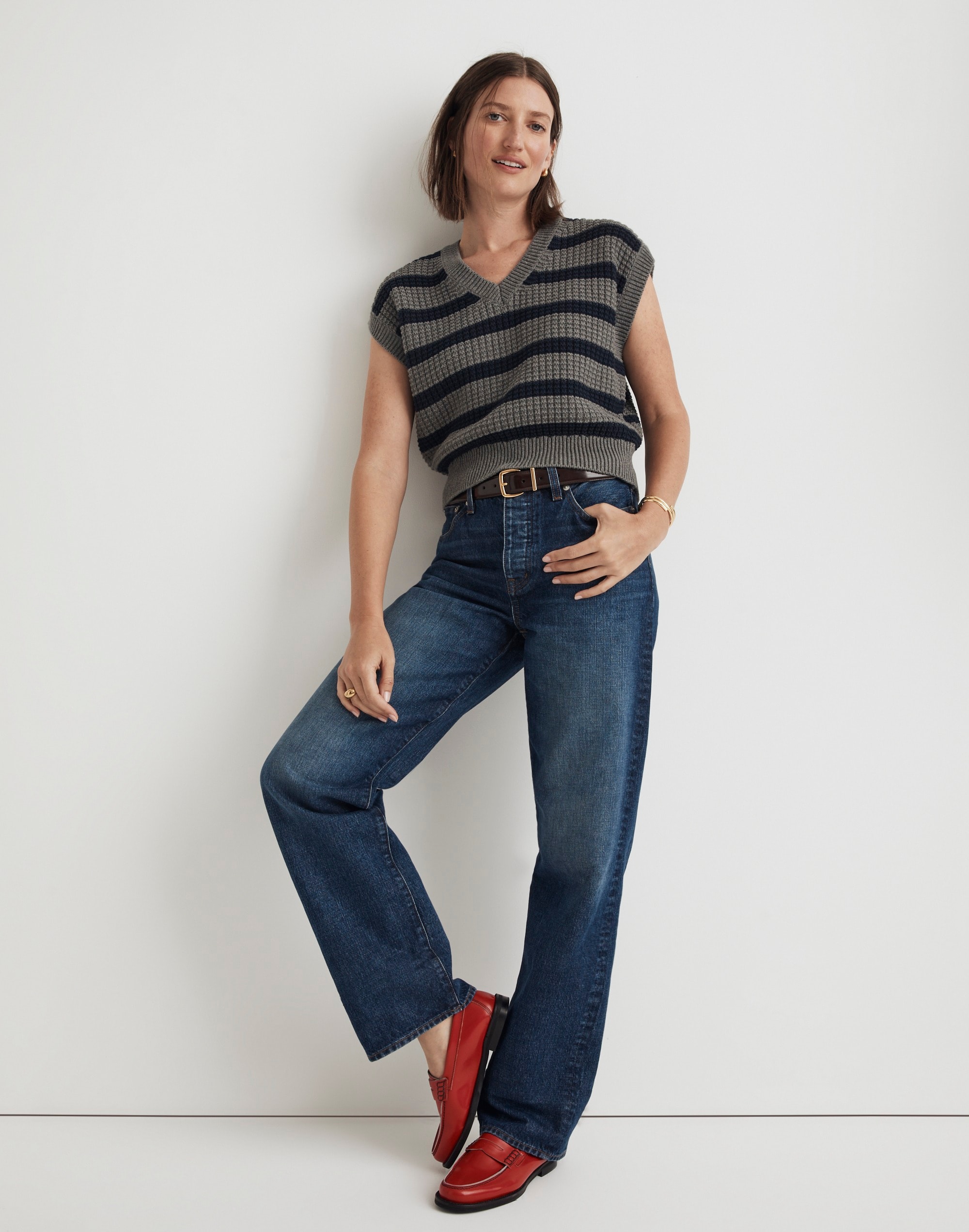 Waffle-Knit Sweater Vest