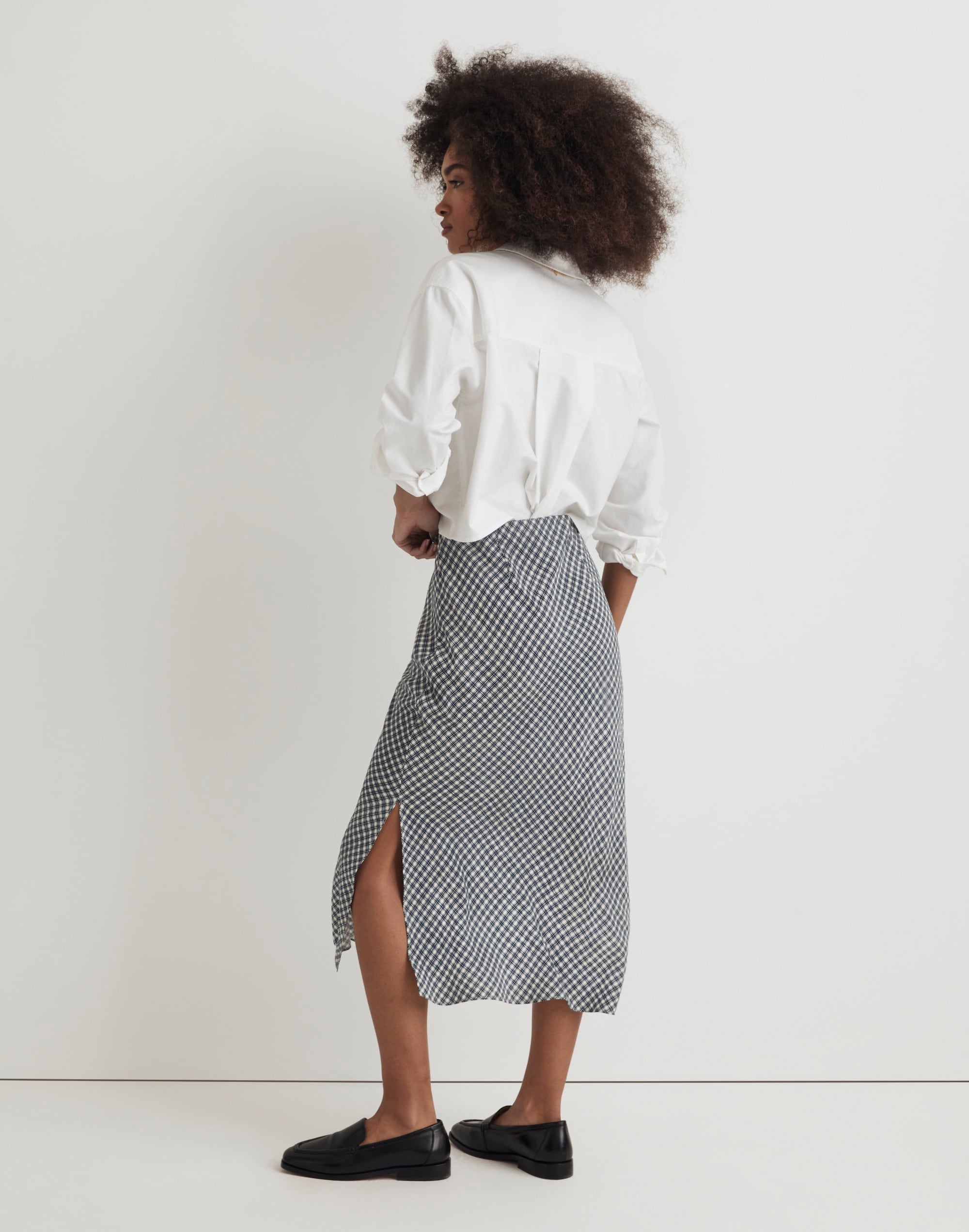 The Layton Midi Slip Skirt Plaid