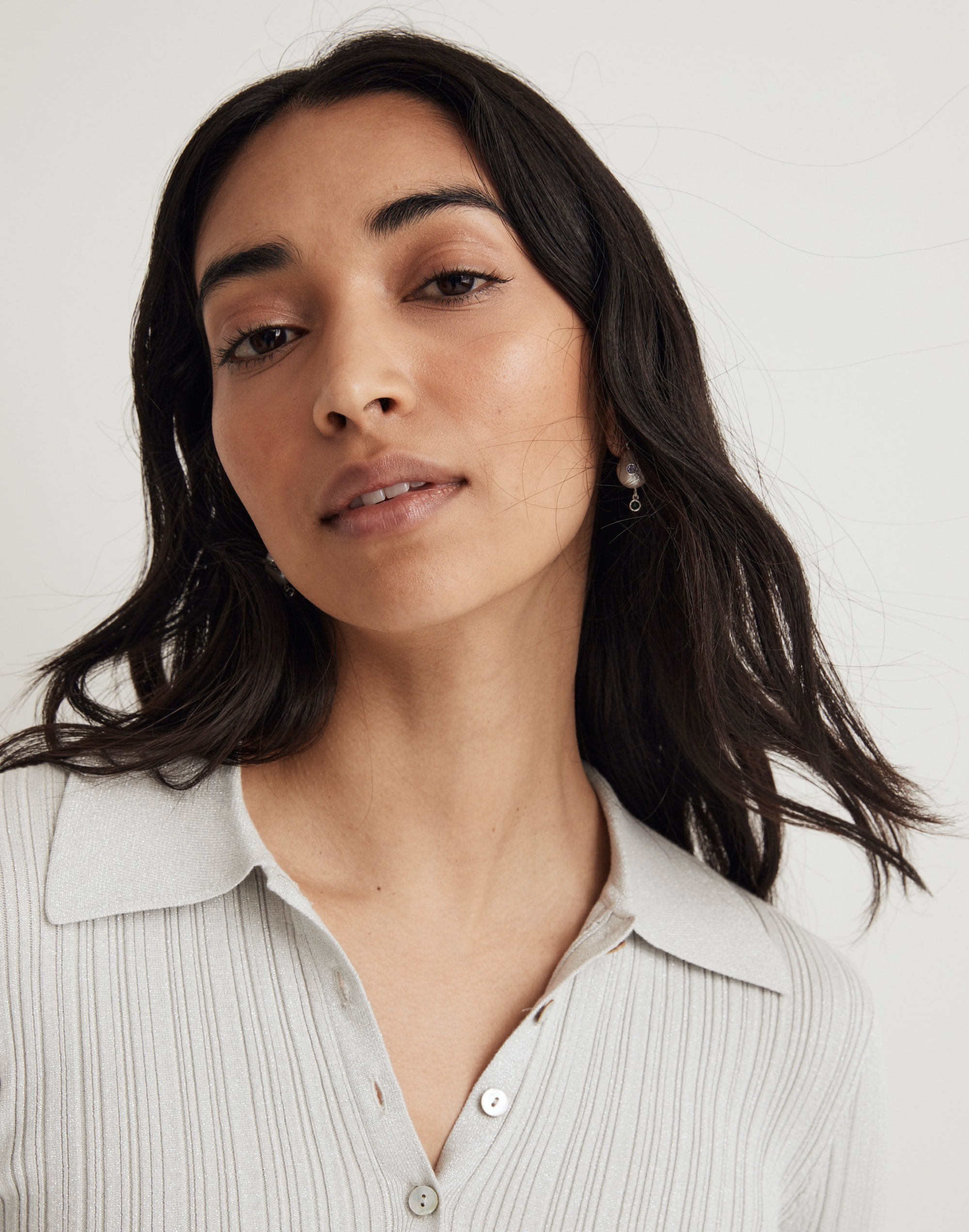 Madewell x Aimee Song Shimmer Polo Sweater