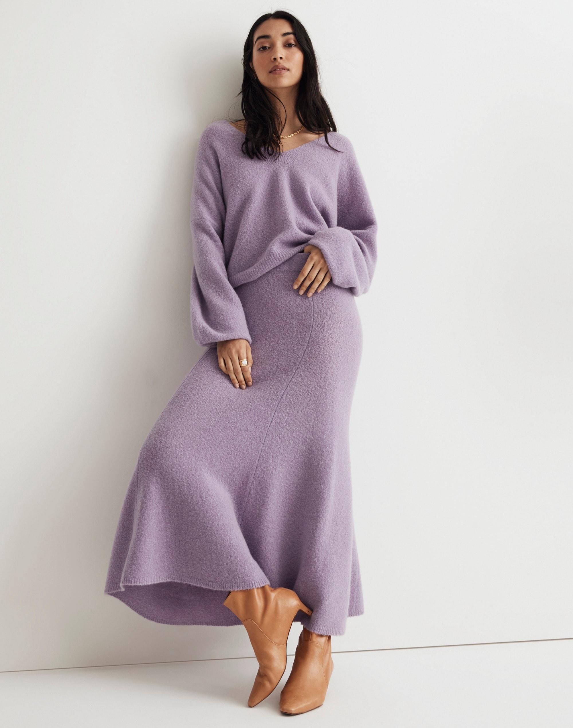 madewell x aimee song wool-blend midi skirt