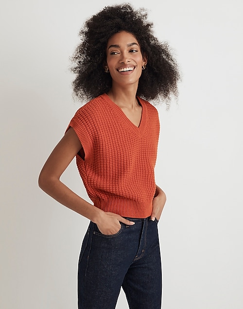 Waffle-Knit Sweater Vest