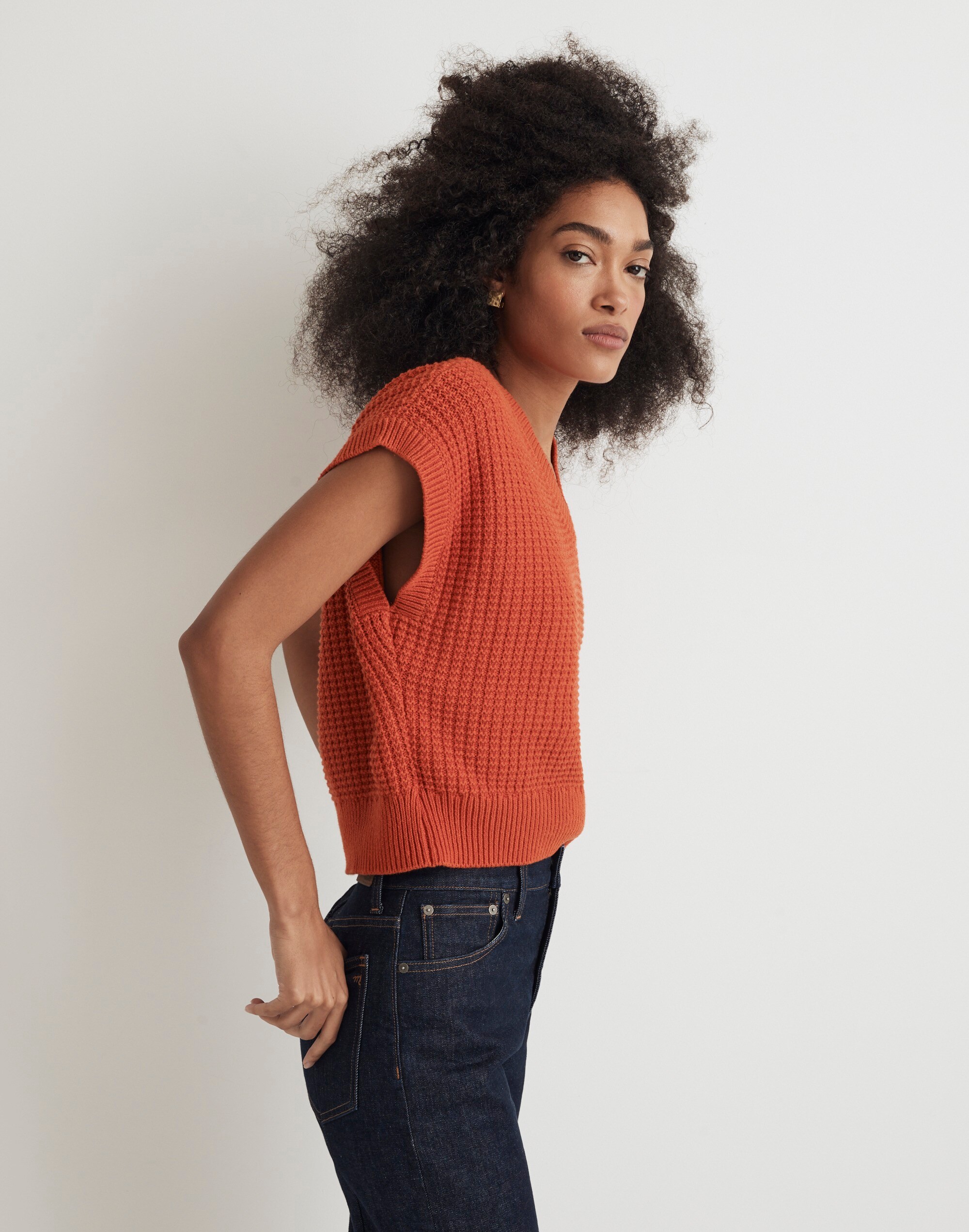 Waffle-Knit Sweater Vest