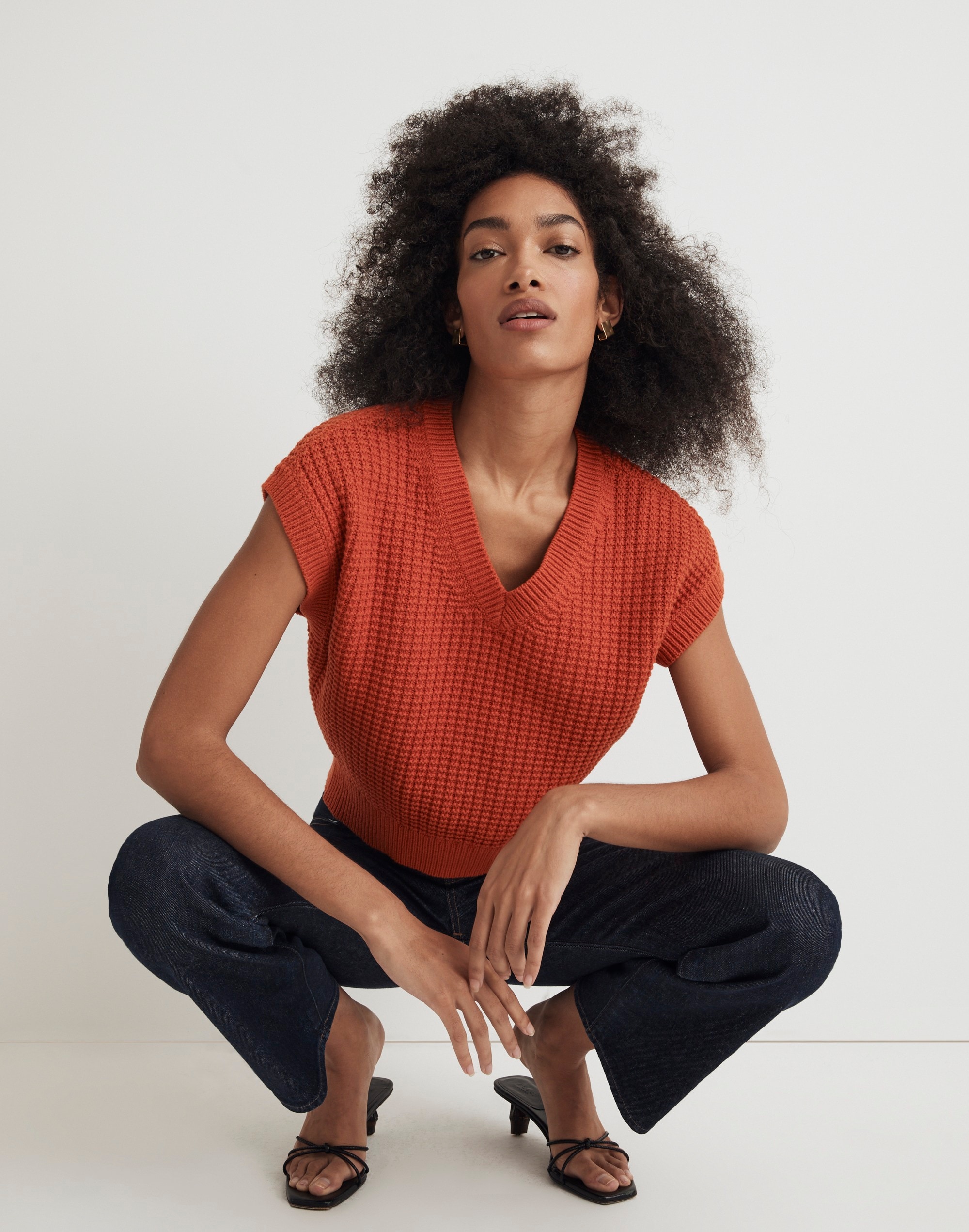 Waffle-Knit Sweater Vest