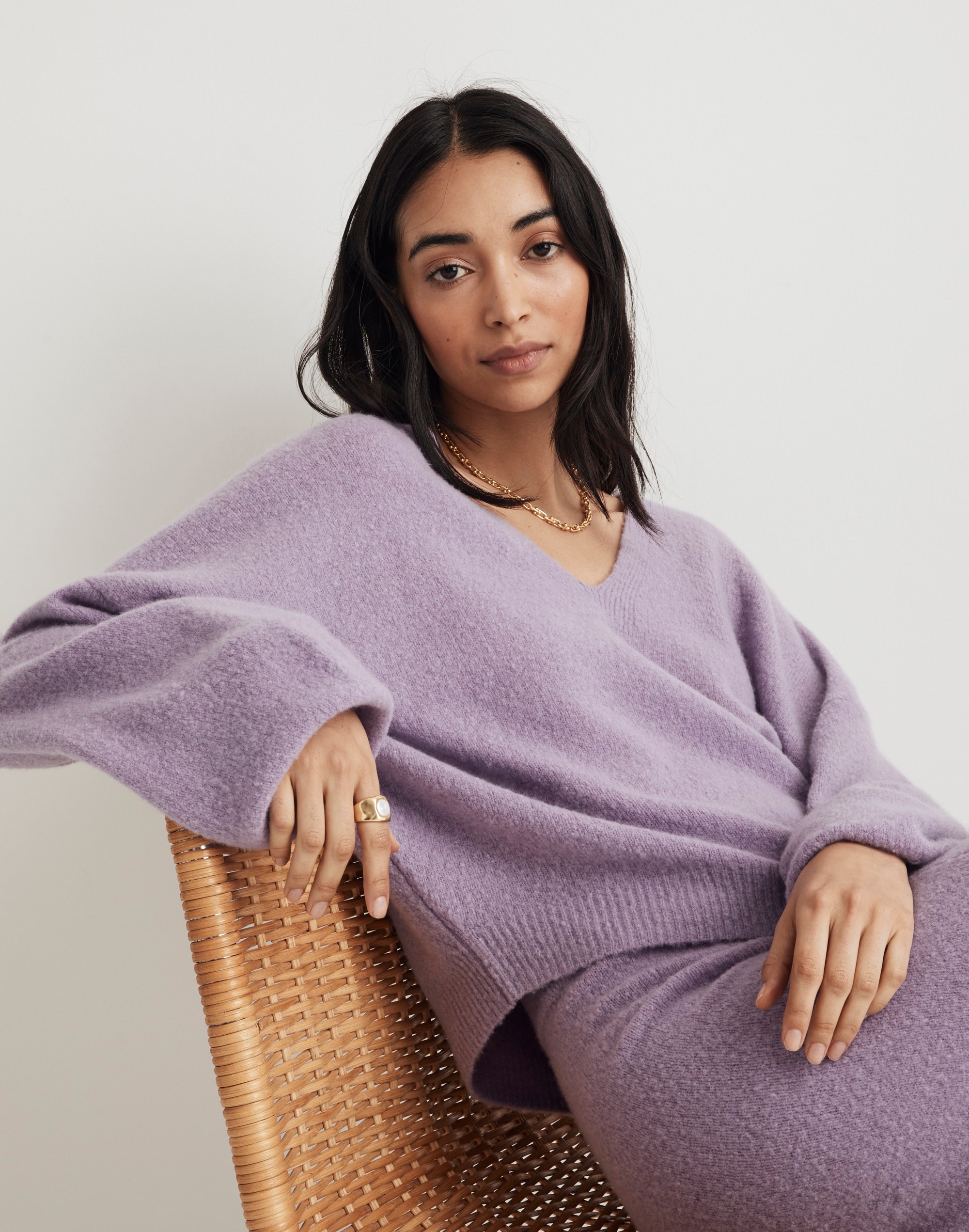 Madewell x Aimee Song Brushed V-Neck Sweater
