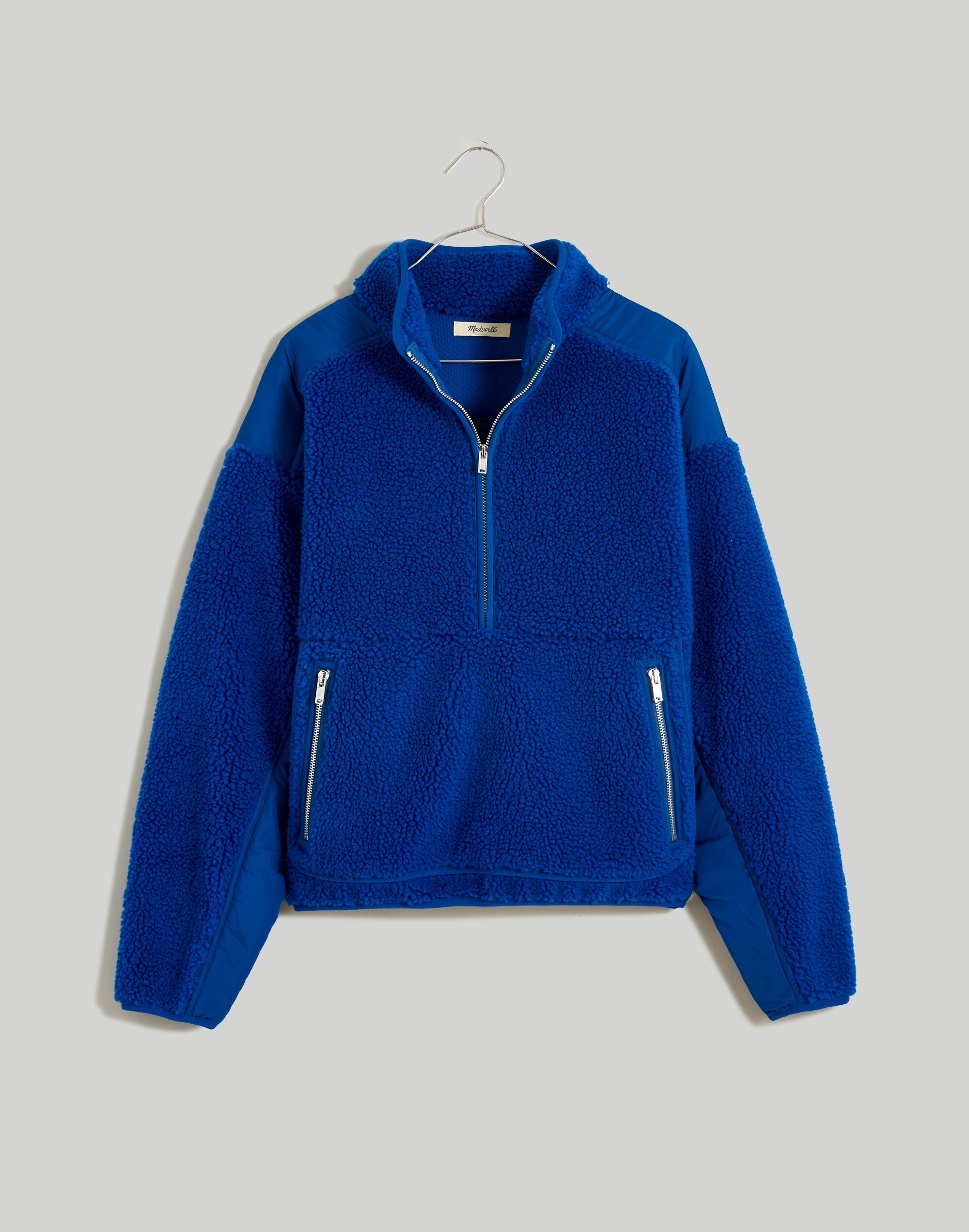 faux shearling half-zip pullover