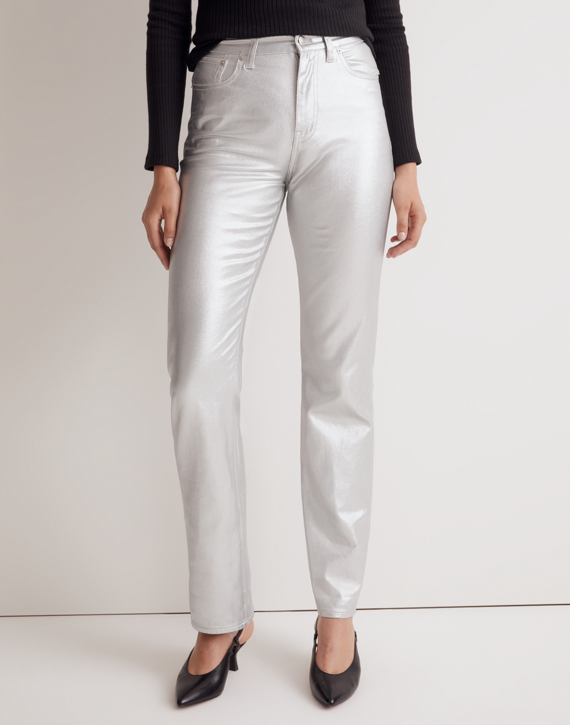 The '90s Straight Jean in Silver Foil