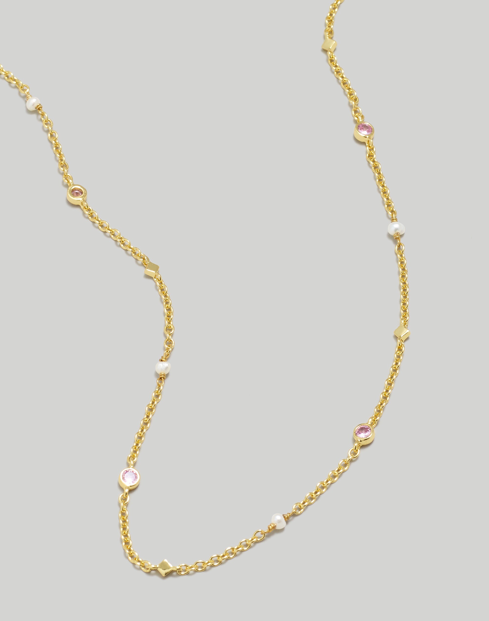 Freshwater Pearl Mixed Bead Station Necklace