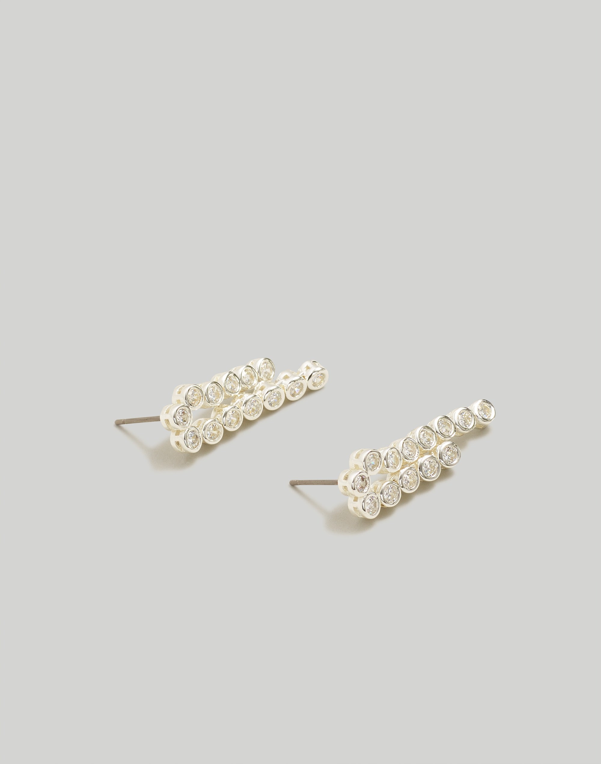 Mw The Tennis Collection Bezel Set Crystal Waterfall Earrings In Polished Silver