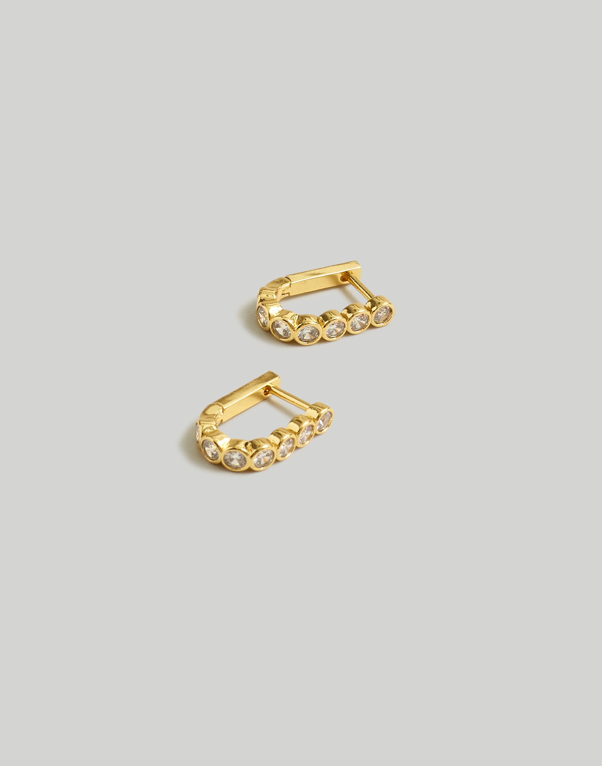 Mw Stone Carabiner Hoop Earrings In Pale Gold