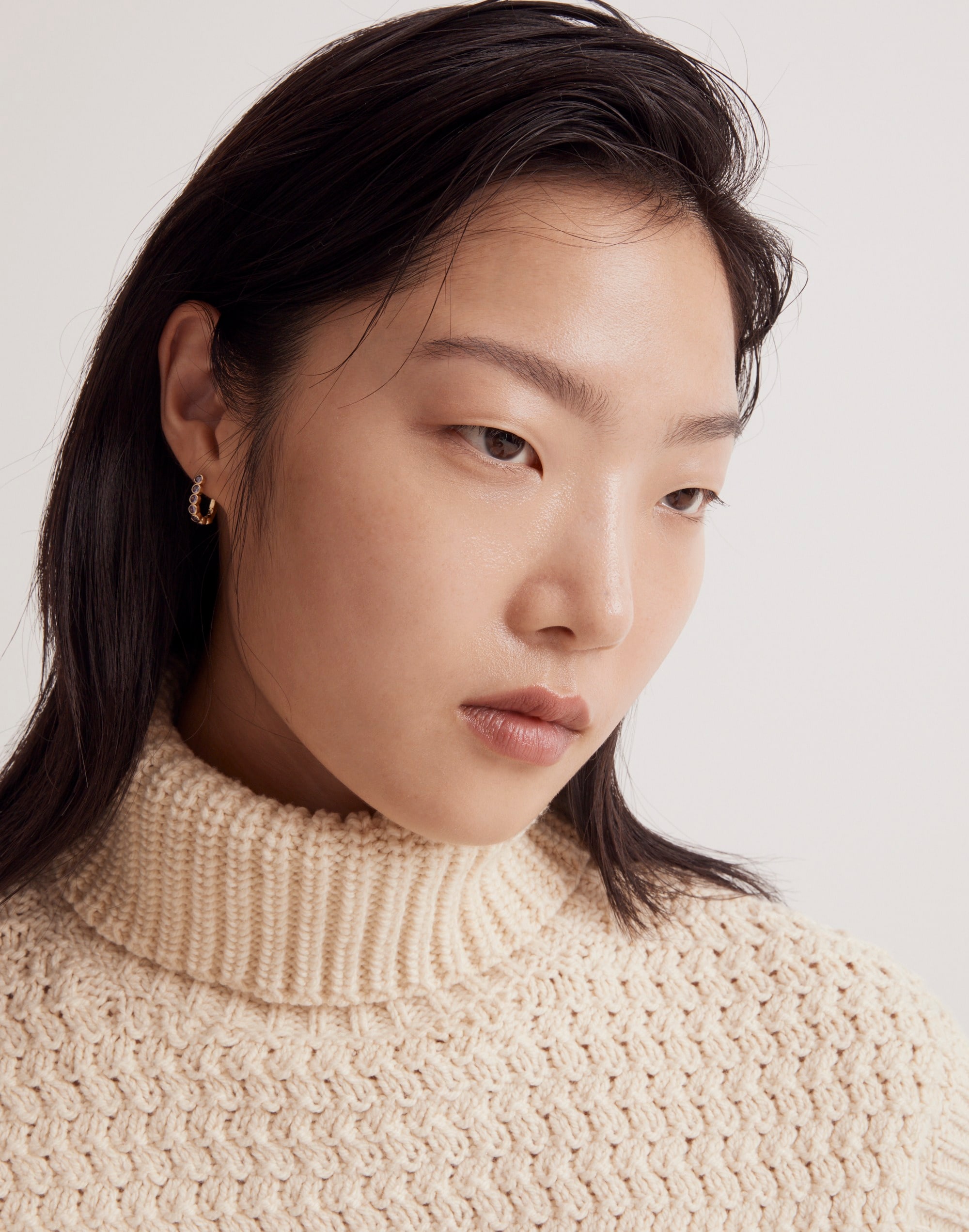 The Tennis Collection Bezel Set Crystal Carabiner Hoop Earrings