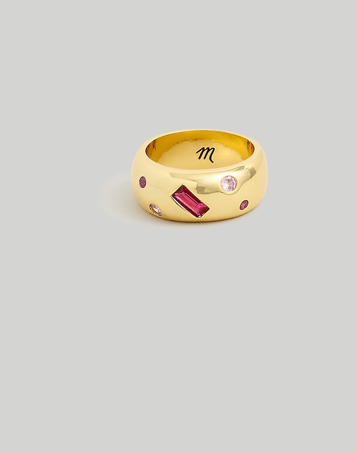 Louis Vuitton Resin & Crystal Inclusion Dome Band Ring - Red, Gold