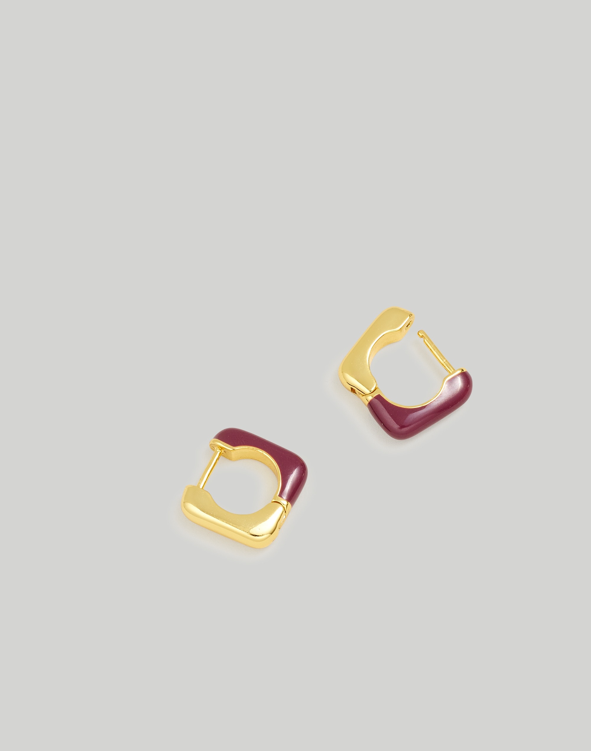 Mw Colorblock Enamel Square Huggie Hoop Earrings In Pale Gold