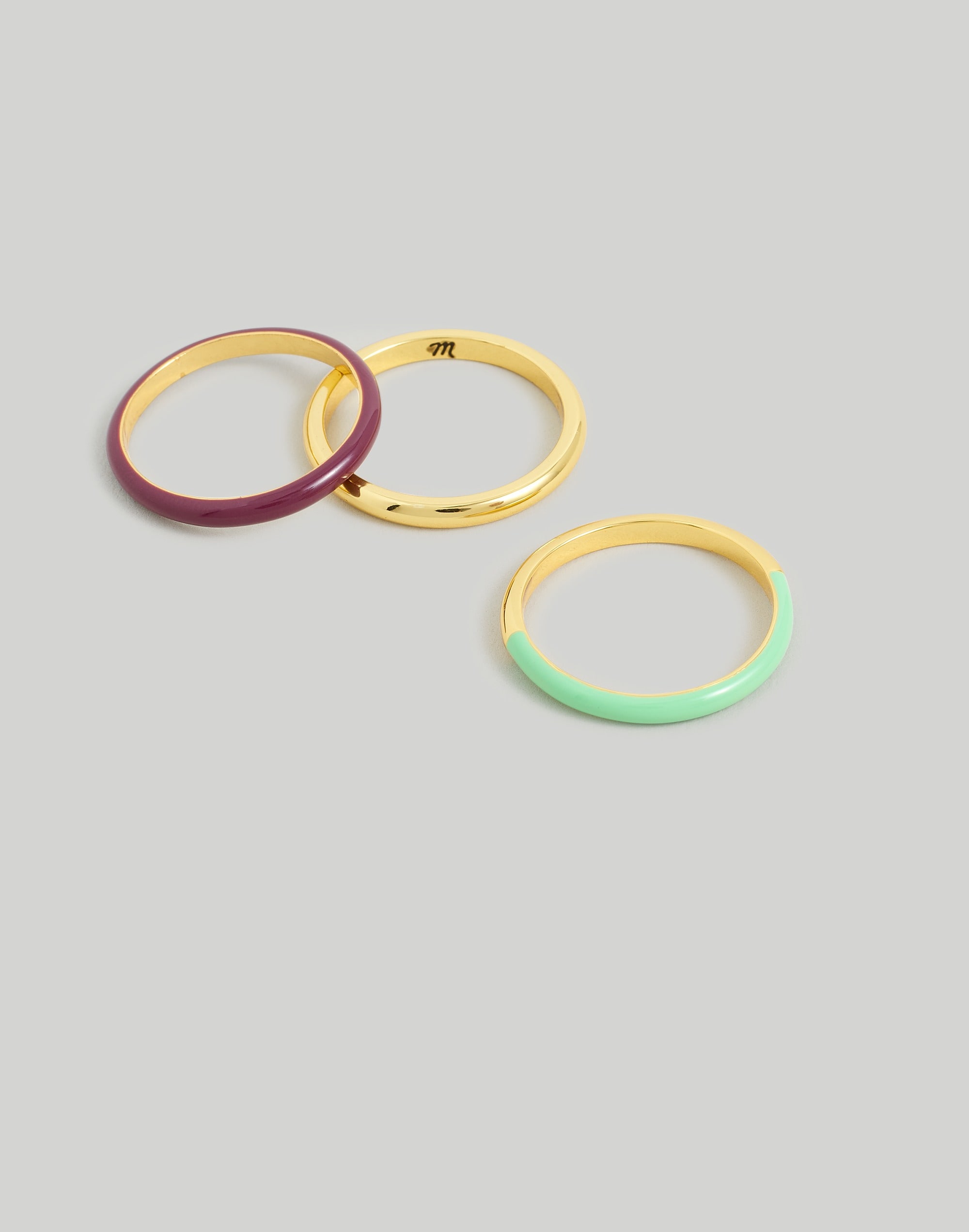 Colorblock Enamel Stacking Ring Set