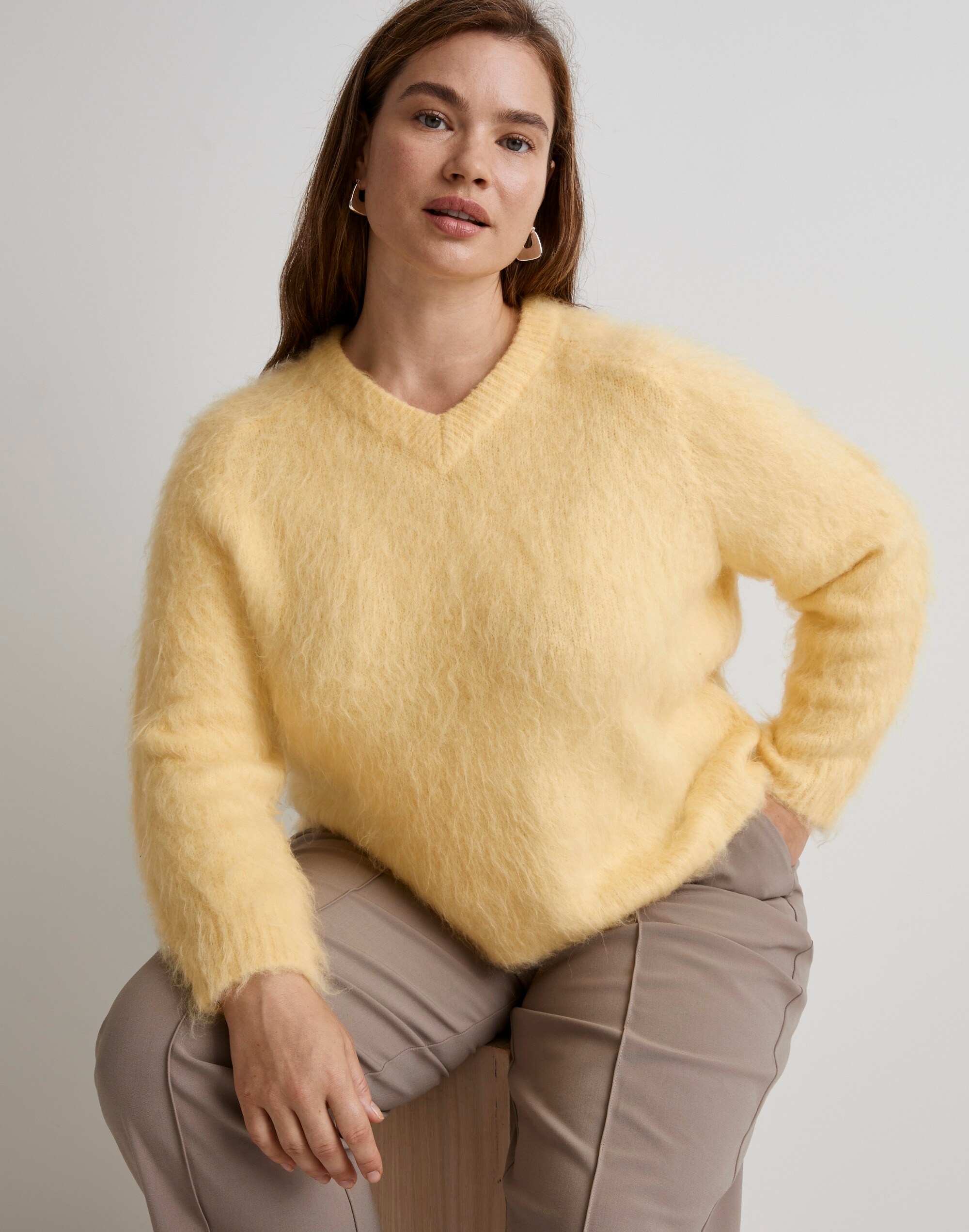 Plus Brushed V-Neck Sweater