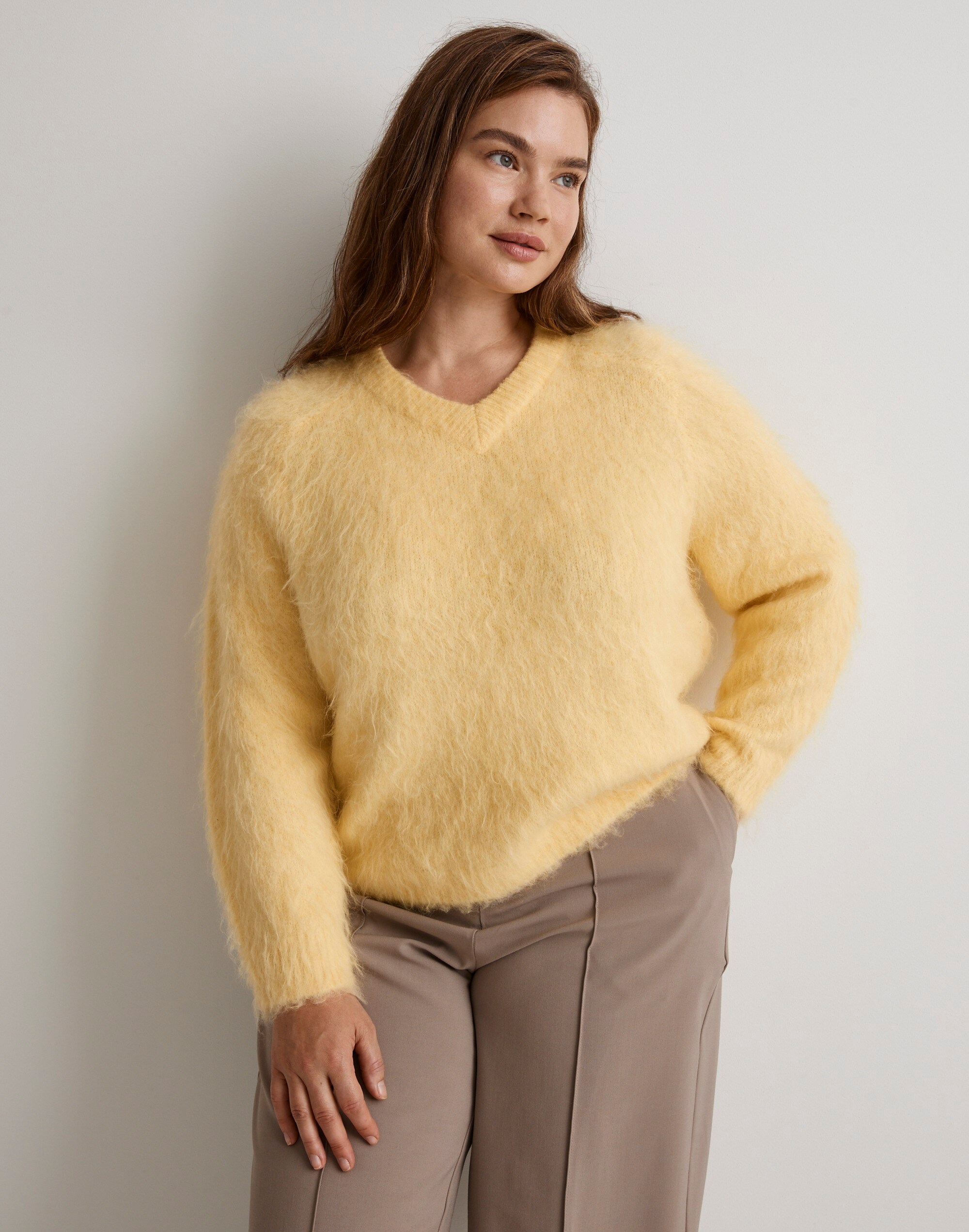 plus brushed v-neck sweater