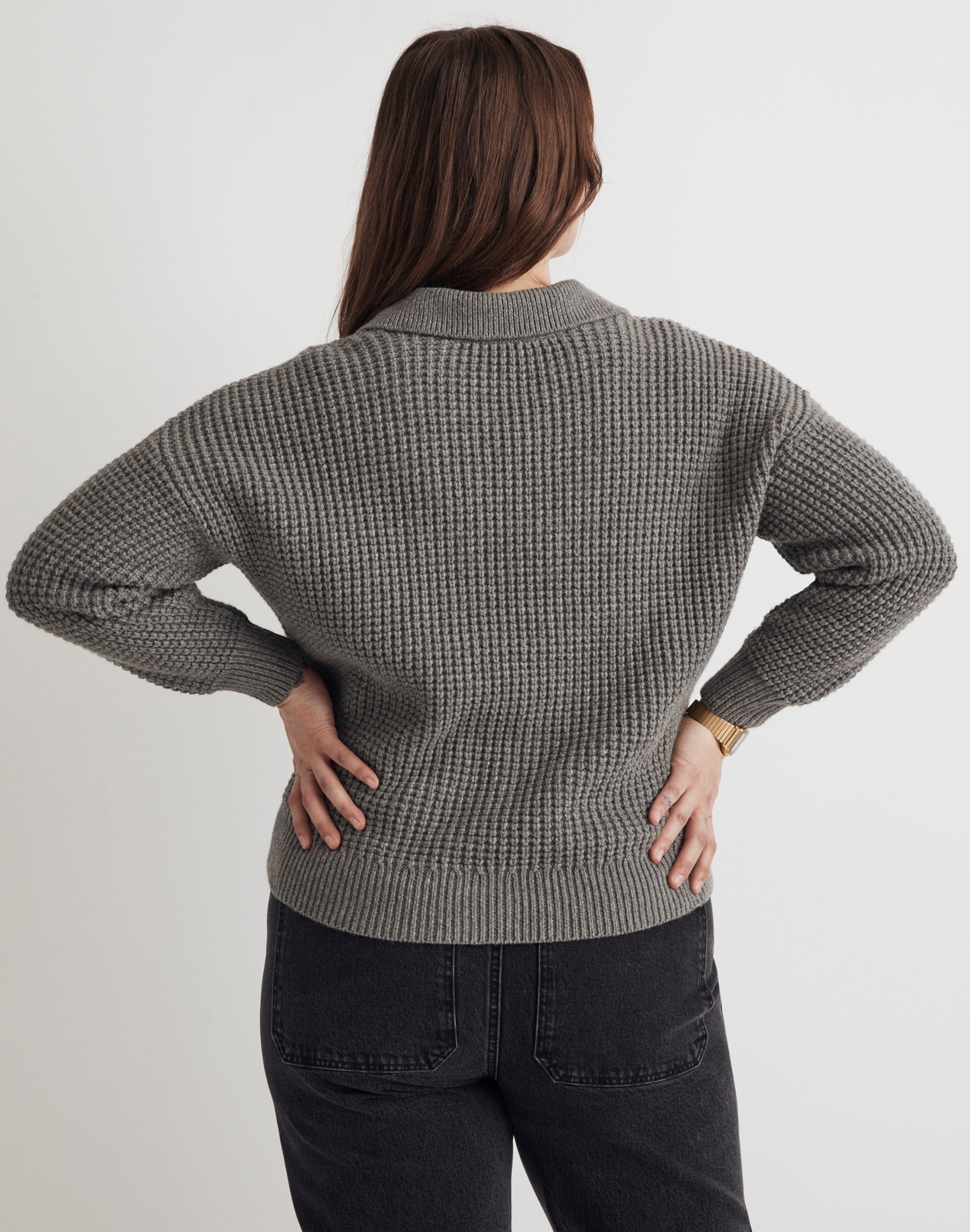 Plus Waffle-Knit Henley Sweater